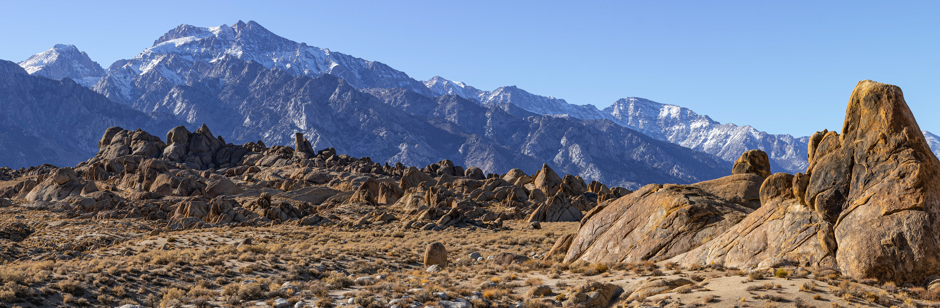 What a sight to see... the desert meeting the mountains full of snow. Alabama Hills, California