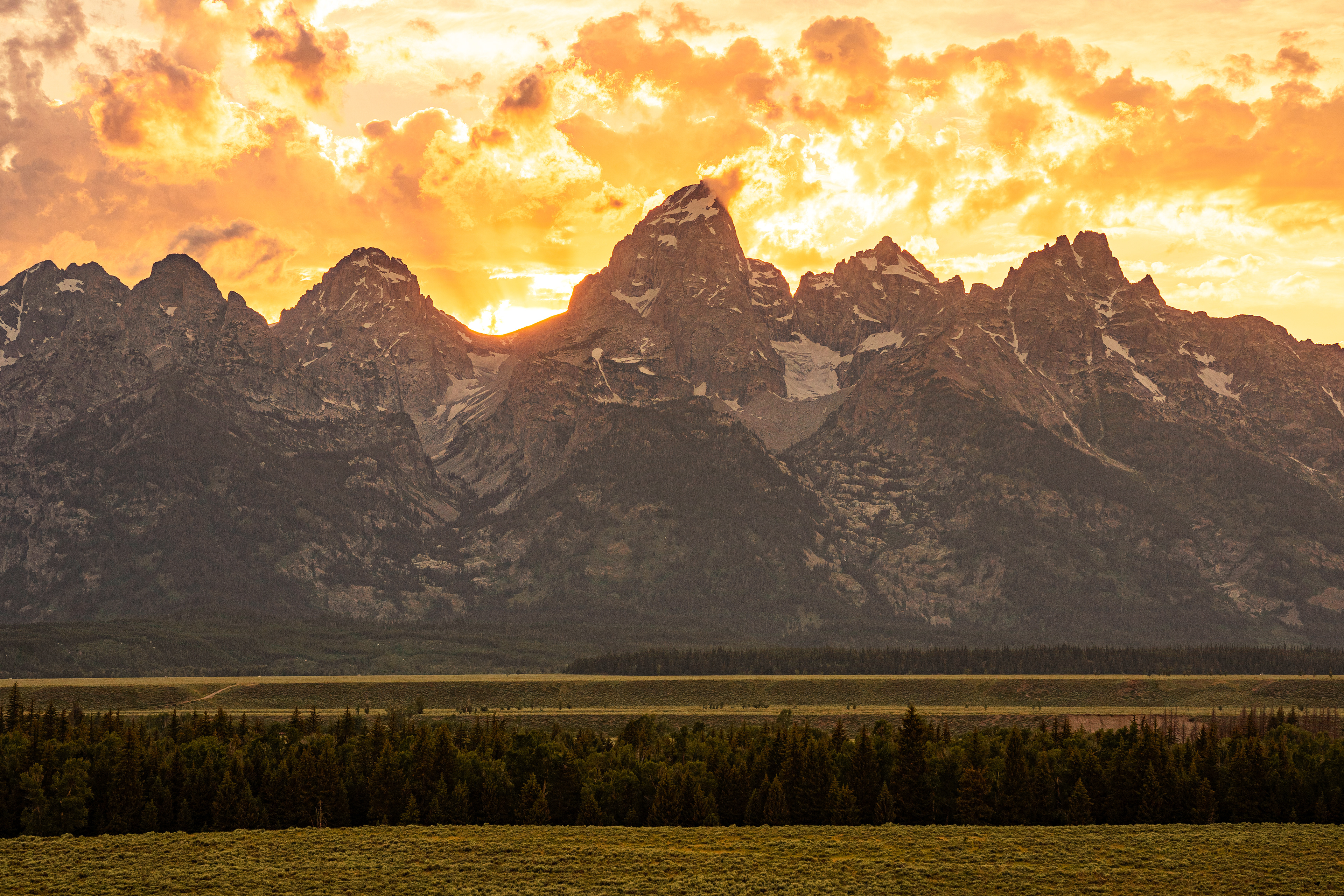 Fire in the sky above Grand Teton National Park