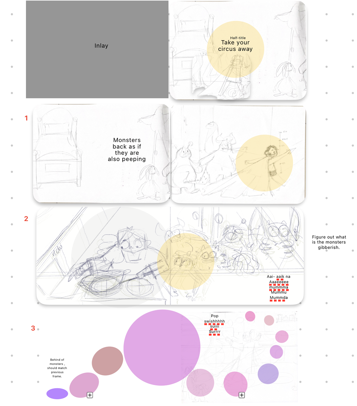 Pagination roughs and colour blocking