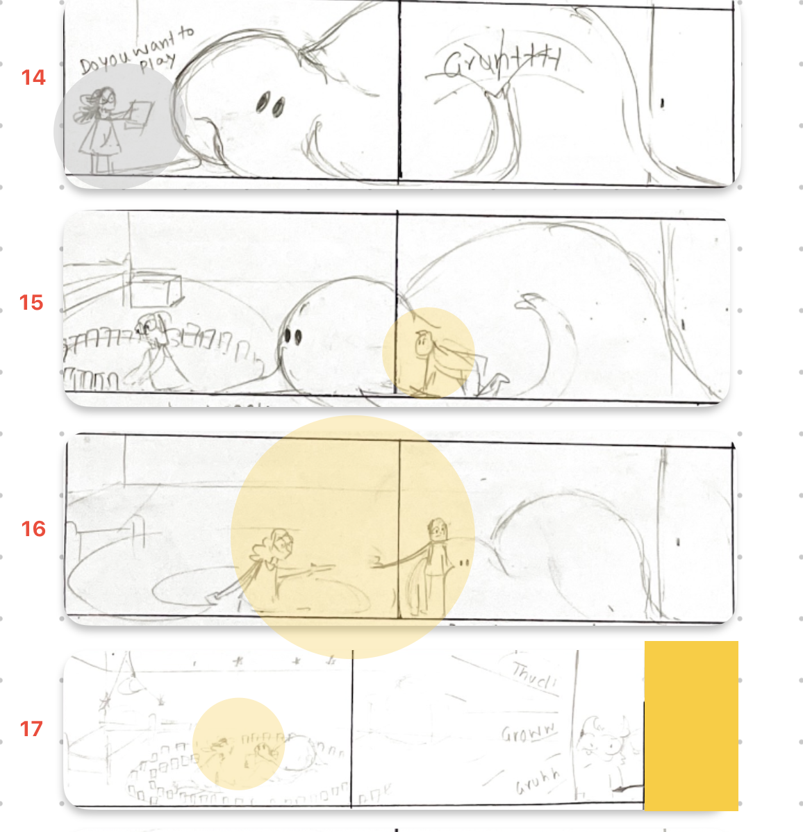 Pagination roughs and colour blocking