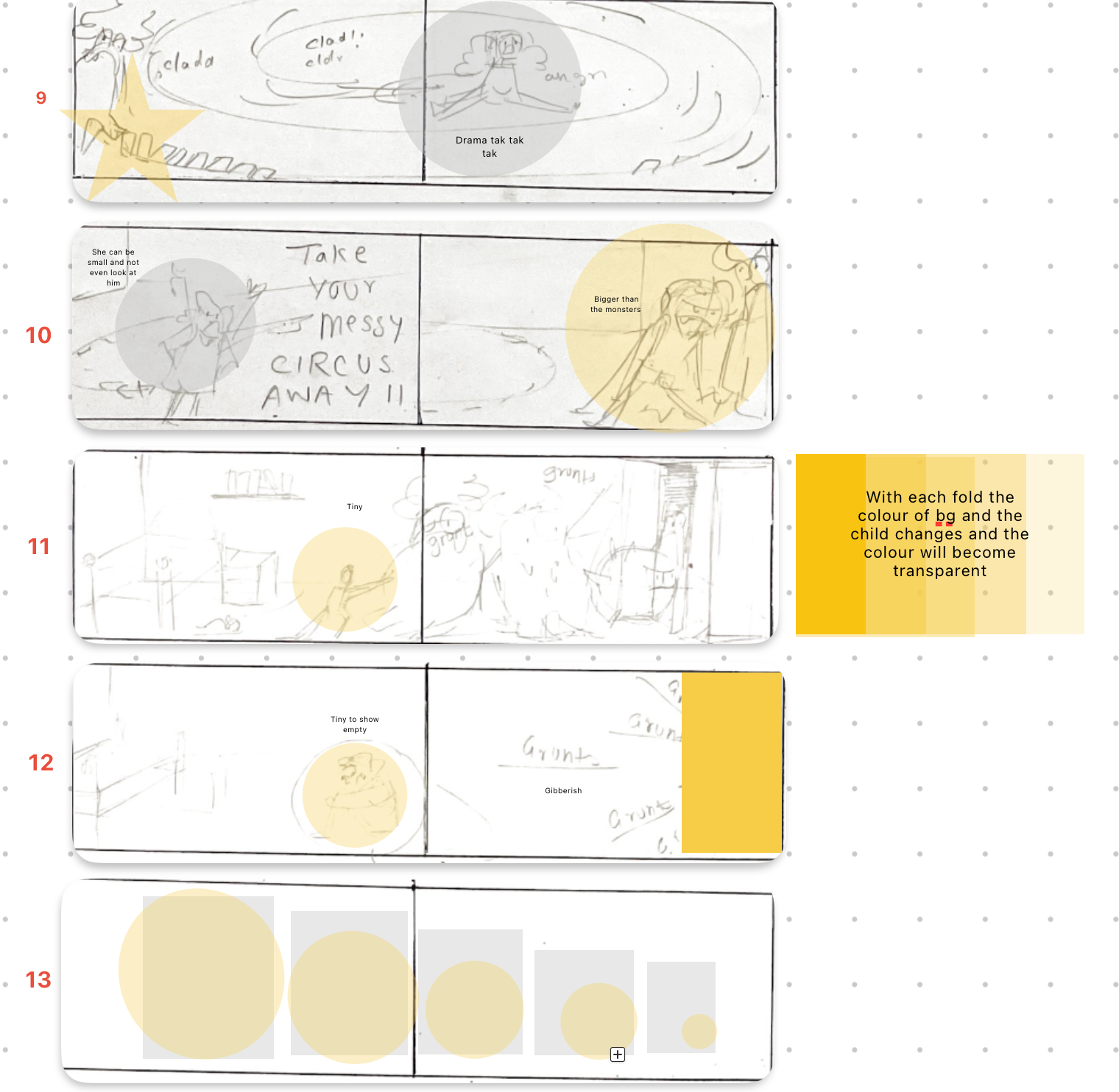Pagination roughs and colour blocking