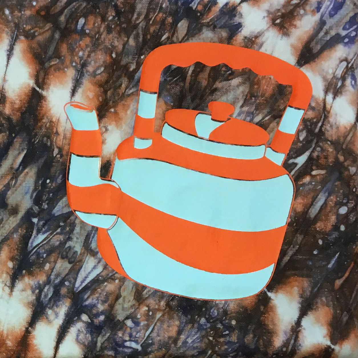 Kettle #2 Vinyltarykk på tekstil 20x20 cm