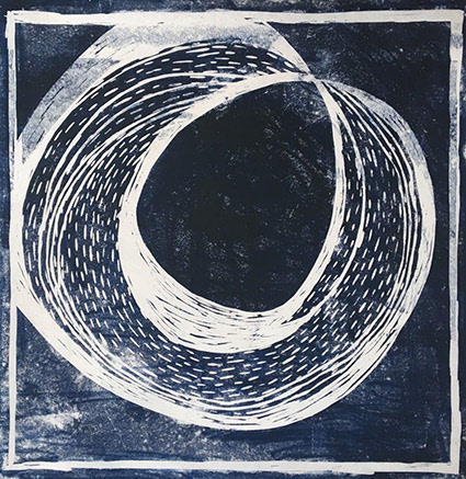 Seed trykk Linosnitt håndtrykket på rispapir 50x50 cm