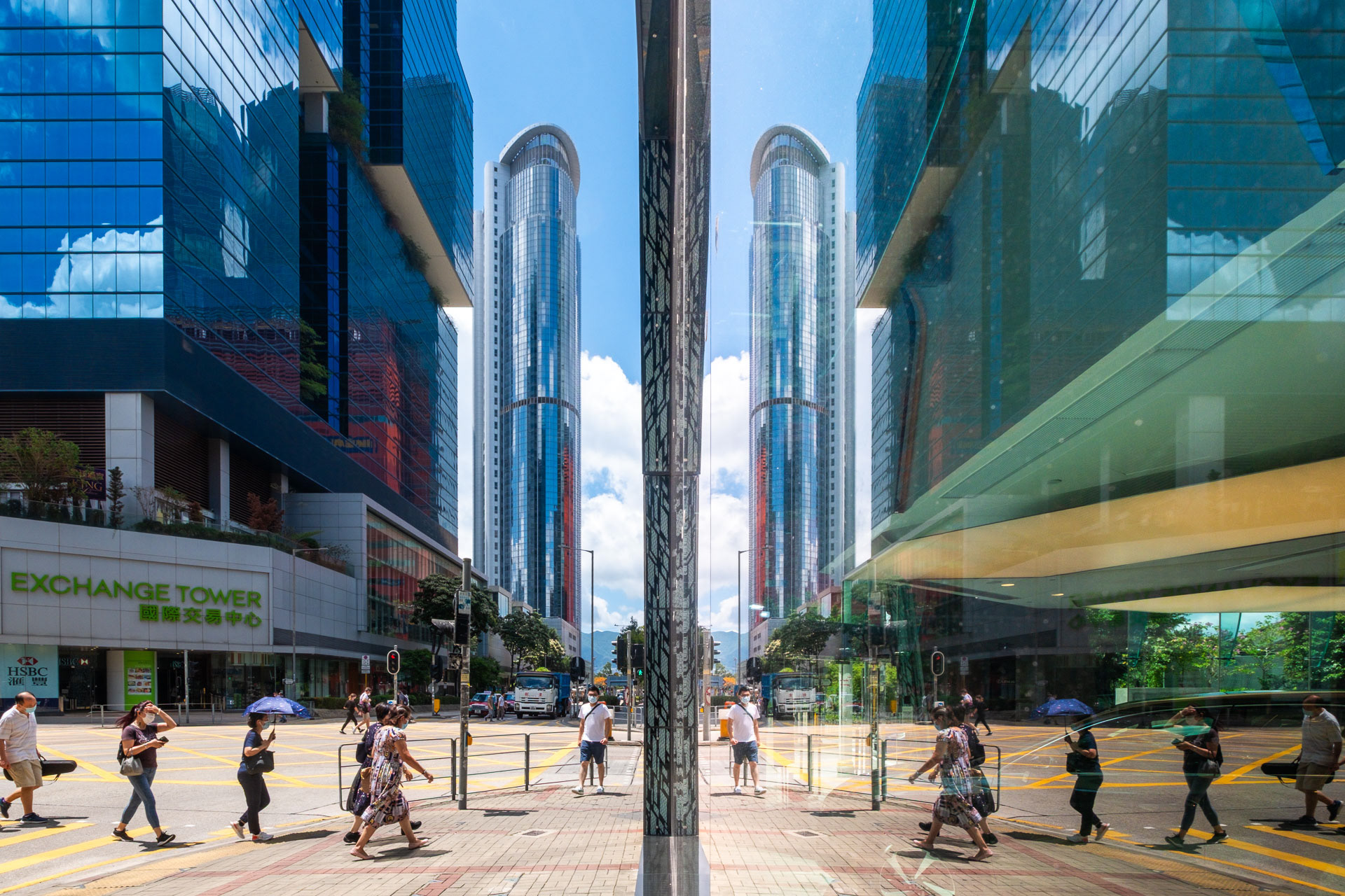 Hong Kong Mirrored Cityscape 1