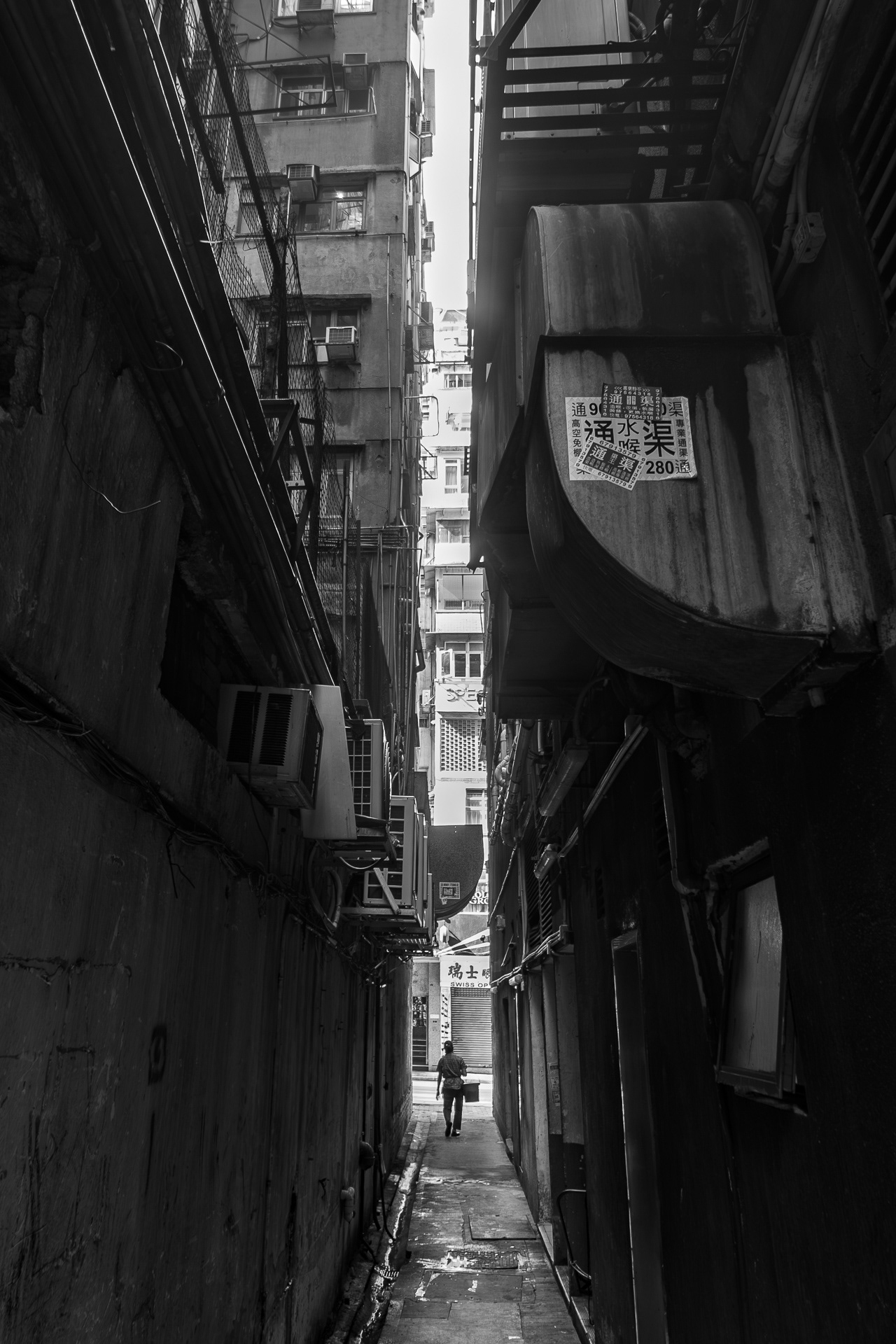 Hong Kong Alleyways b/w photo, (Yau Ma Tei)