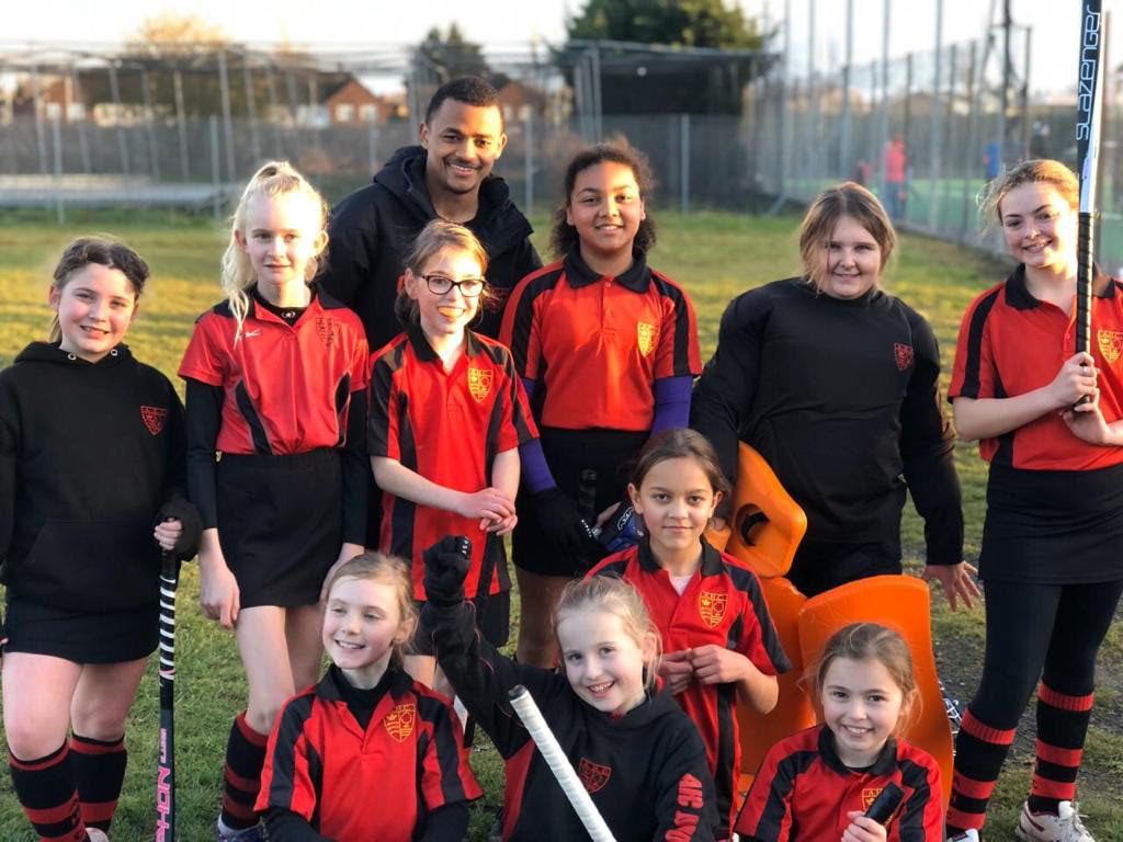Girls U12s 2019-20 - Standing Zara, Analise, Emma, Caleb (coach), Nya, Aimee , Alice. Sitting Niamh, Joanna, Flo