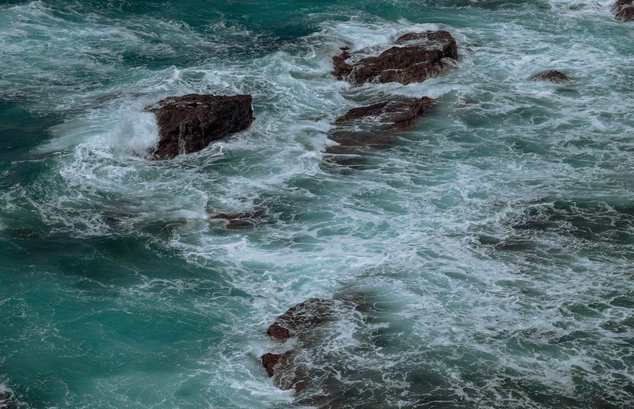 Waves crushing into rock formation at the coast of Fuerteventura