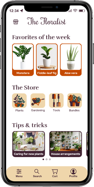 Image of the home screen for the App