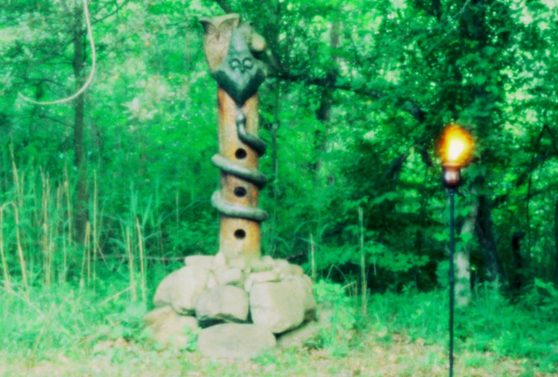 During this shot, an offering was made by another festivalgoer, who spoke movingly about trees that had been cut down in their prime. Taking this photo on 400-speed 35mm film with a larger aperture than my Lensless camera on 100 ISO 4x5 film brings out the difference in sharpness. f/167, 1hr. Kodak Gold 400, 35mm