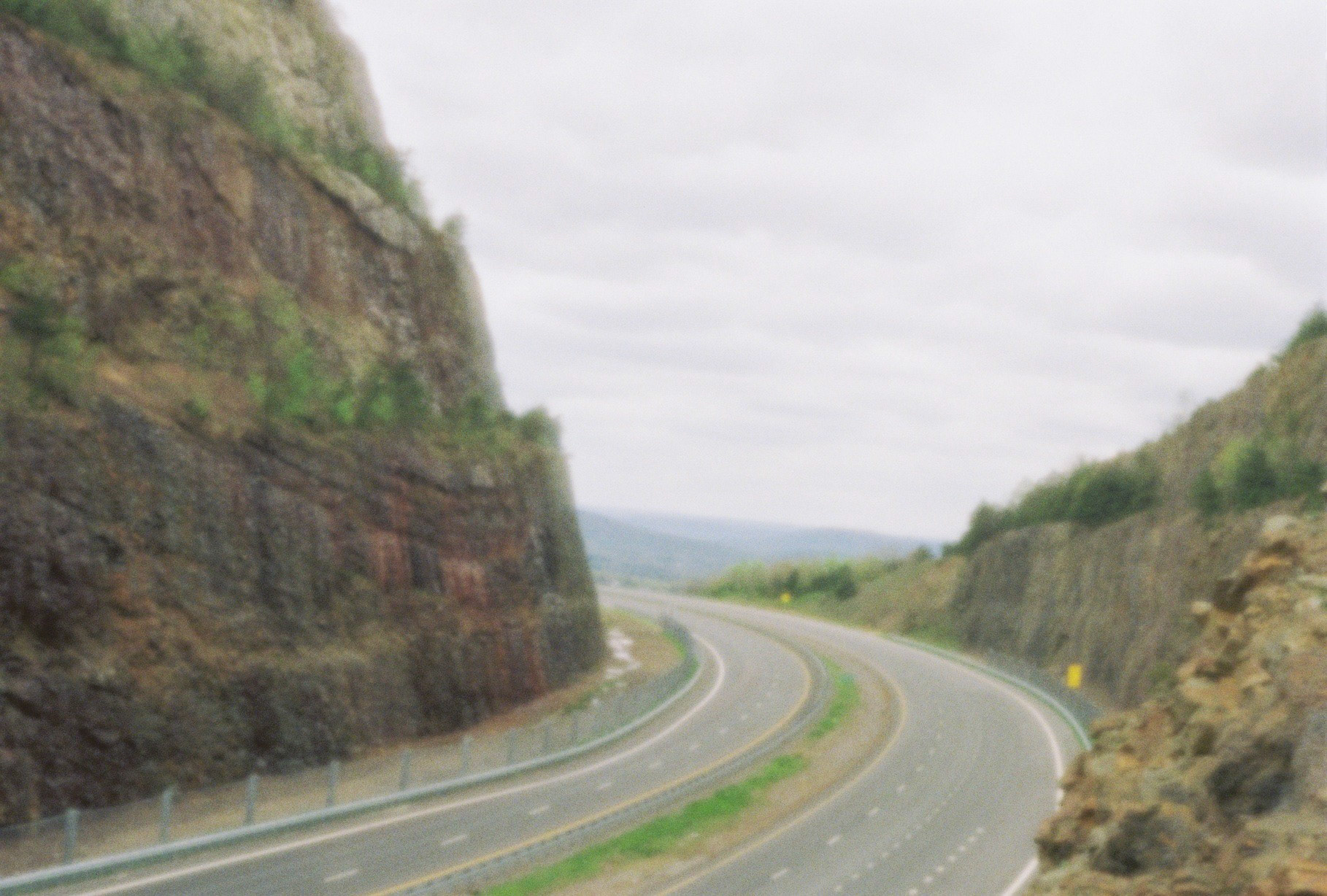 Sideling Hill, seen here in color through a pinhole on a 35mm exposure. Taking this photo on 400-speed 35mm film with a larger aperture than my Lensless camera on 100 ISO 4x5 film brings out the difference in sharpness. f/167, 9sec. Kodak Gold 400, 35mm