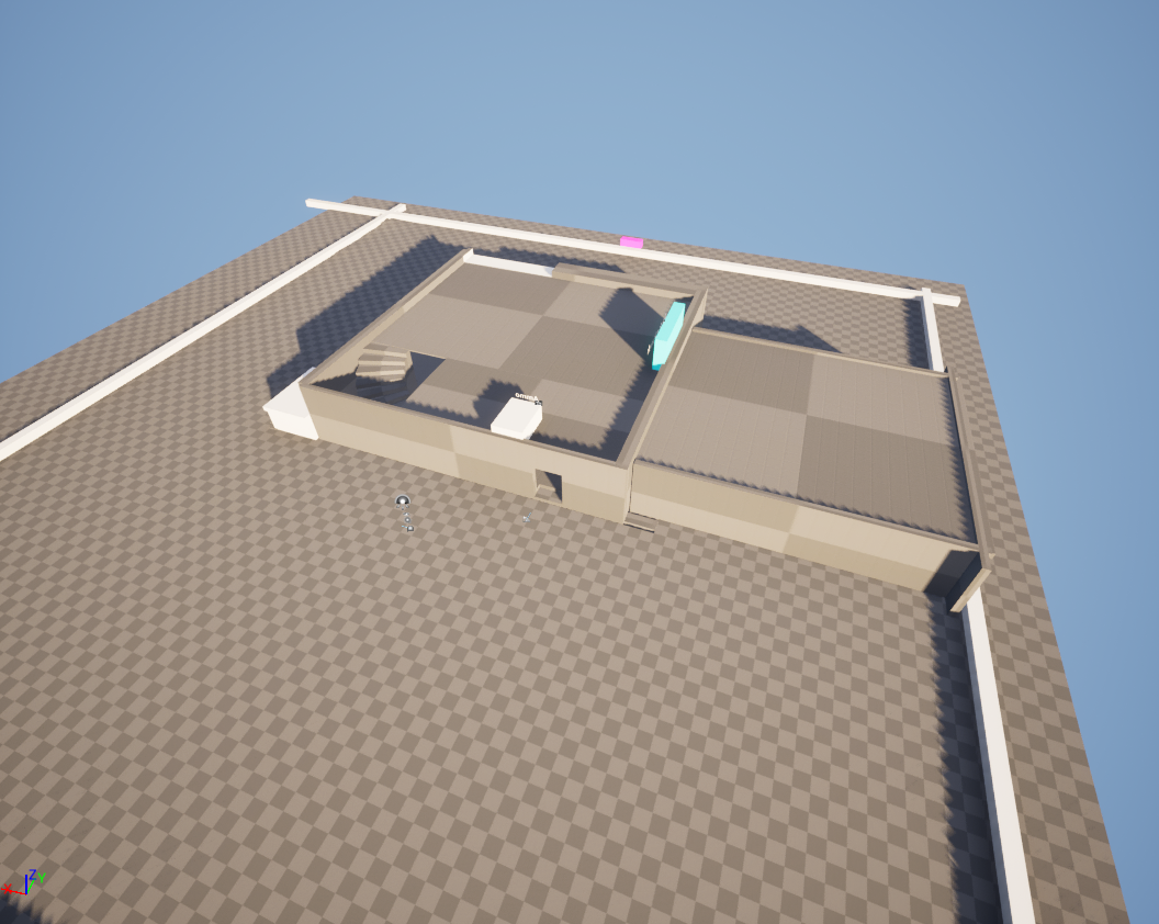 Greybox of the outside area, Added more space outside for contrast within the level