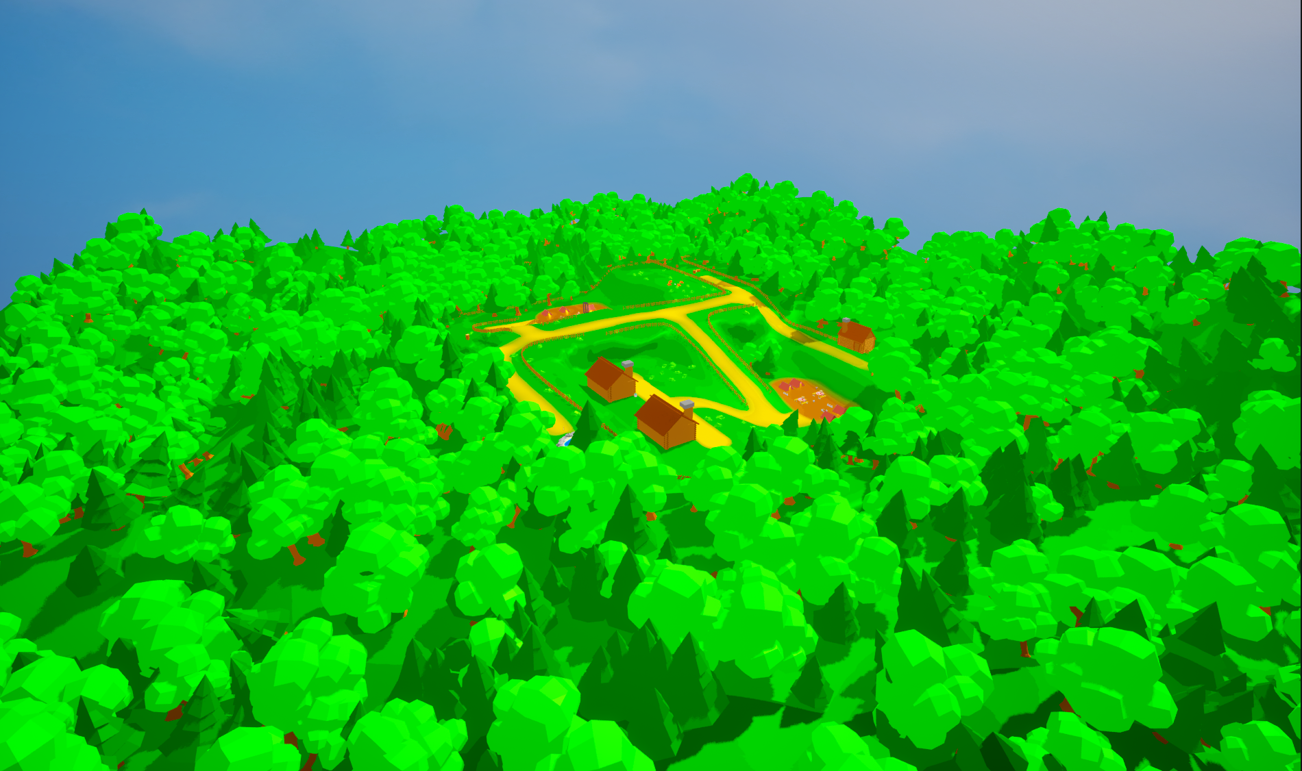 Version 6: Added tree variation and overall more trees to enforce that the player is in the woods