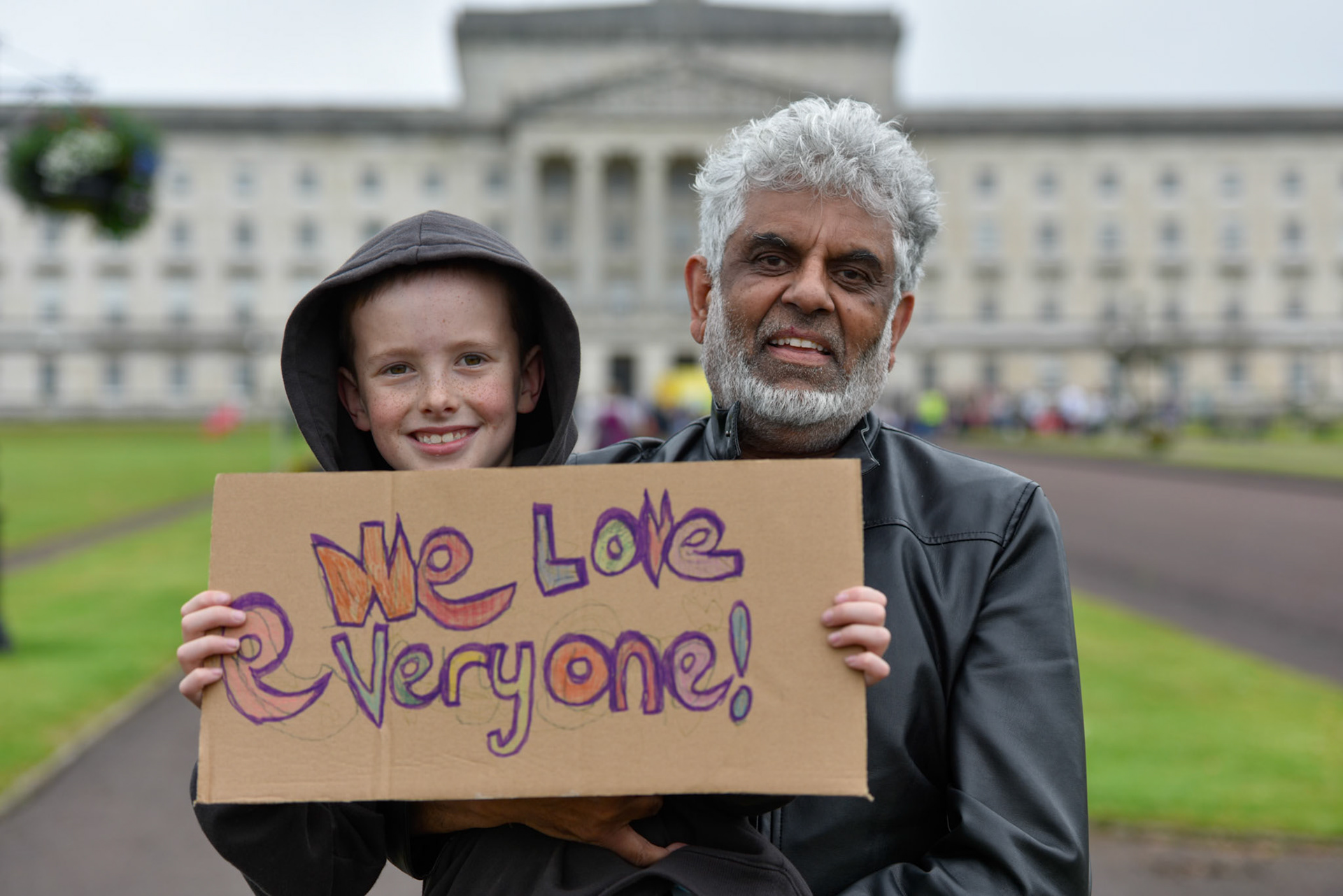 Irish Congress of Trade Unions (ICTU) Stand Against Racism rally at:Stormont Parliament Buildings, Dundonald, N Ireland. Thursday 8th August 2024.Trade Unions from across N. Ireland are protesting the recent Far-Right violent disorder and attacks on individuals, their homes and businesses across UK and Ireland.