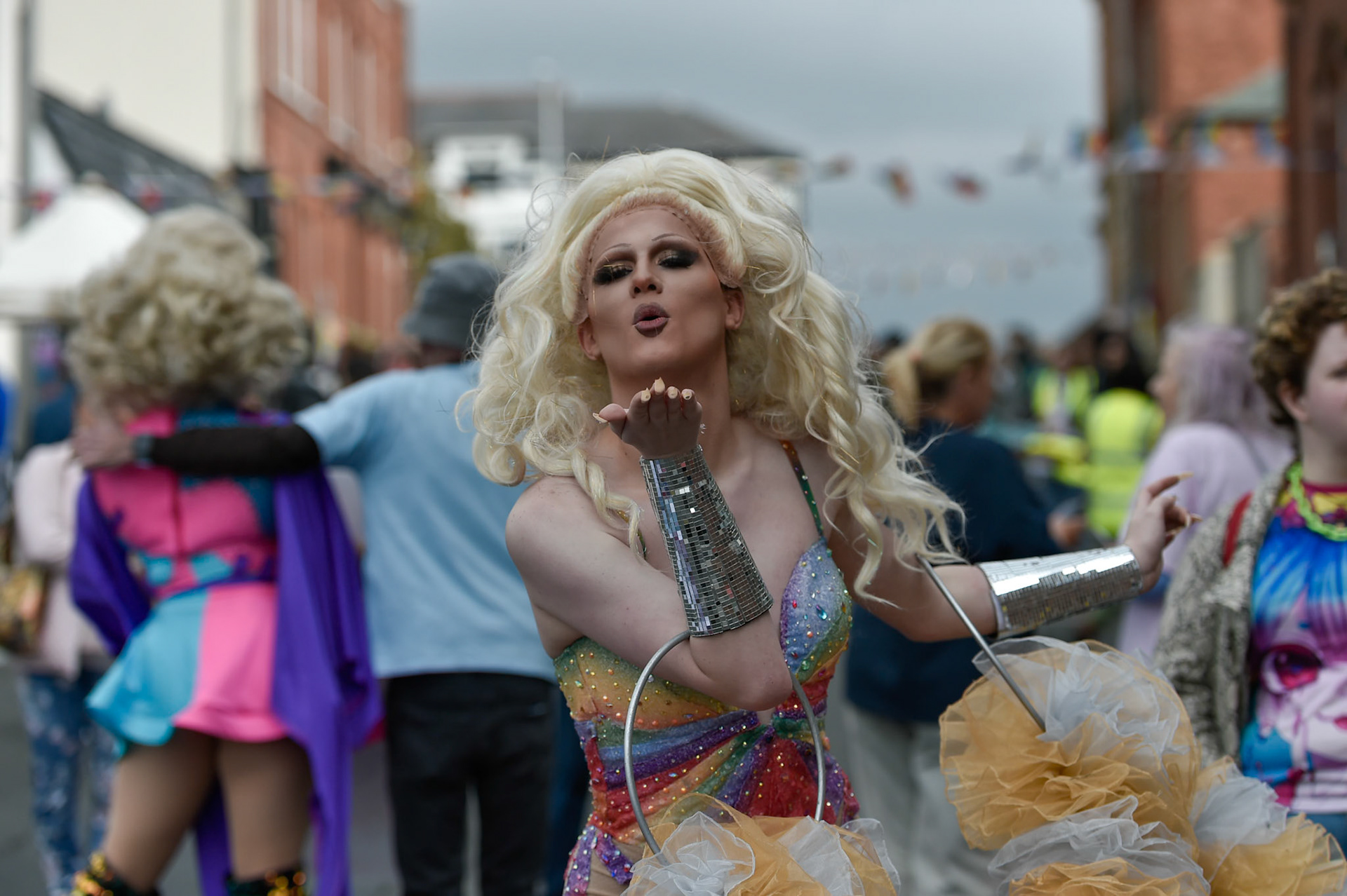 1230Hrs Saturday 5th October 2024Lurgan Co Armagh Lurgan  holds its first ever Pride Parade in Carnegie Street. Drag Queens lead 100s of supporters of the LGBTQIA+ community down Carnegie Street. Meanwhile a (10 participants) counter Pride Parade protest from  White Fields  Gospel group Tandragee Co Armagh, was held  in the town centre.