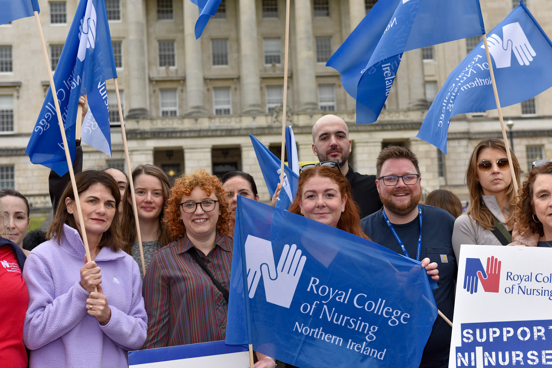 Irish Congress of Trade Unions (ICTU) Stand Against Racism rally at:Stormont Parliament Buildings, Dundonald, N Ireland. Thursday 8th August 2024.Trade Unions from across N. Ireland are protesting the recent Far-Right violent disorder and attacks on individuals, their homes and businesses across UK and Ireland.