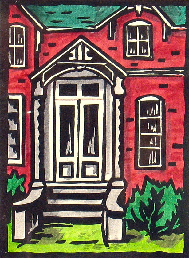 Entryway No. 1; 9 x 7 inches; Hand-colored relief print; Edition of 20