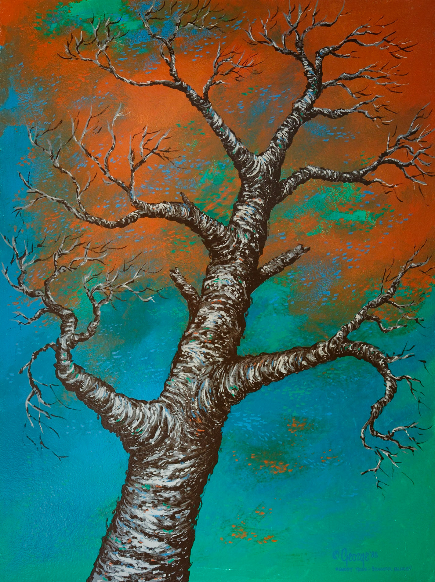 Ghost Tree - Summer Blues; Enamel on panel; 32 x 24 inches; © 1988