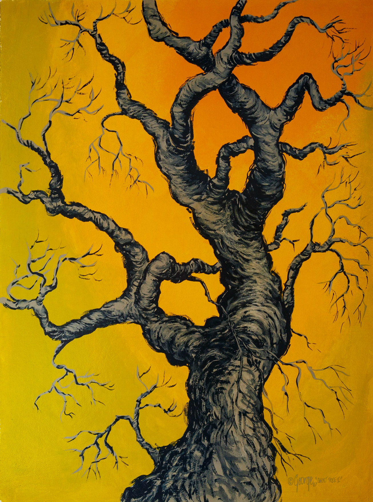 Ghost Tree II; Enamel on panel; 32 x 24 inches; © 1987