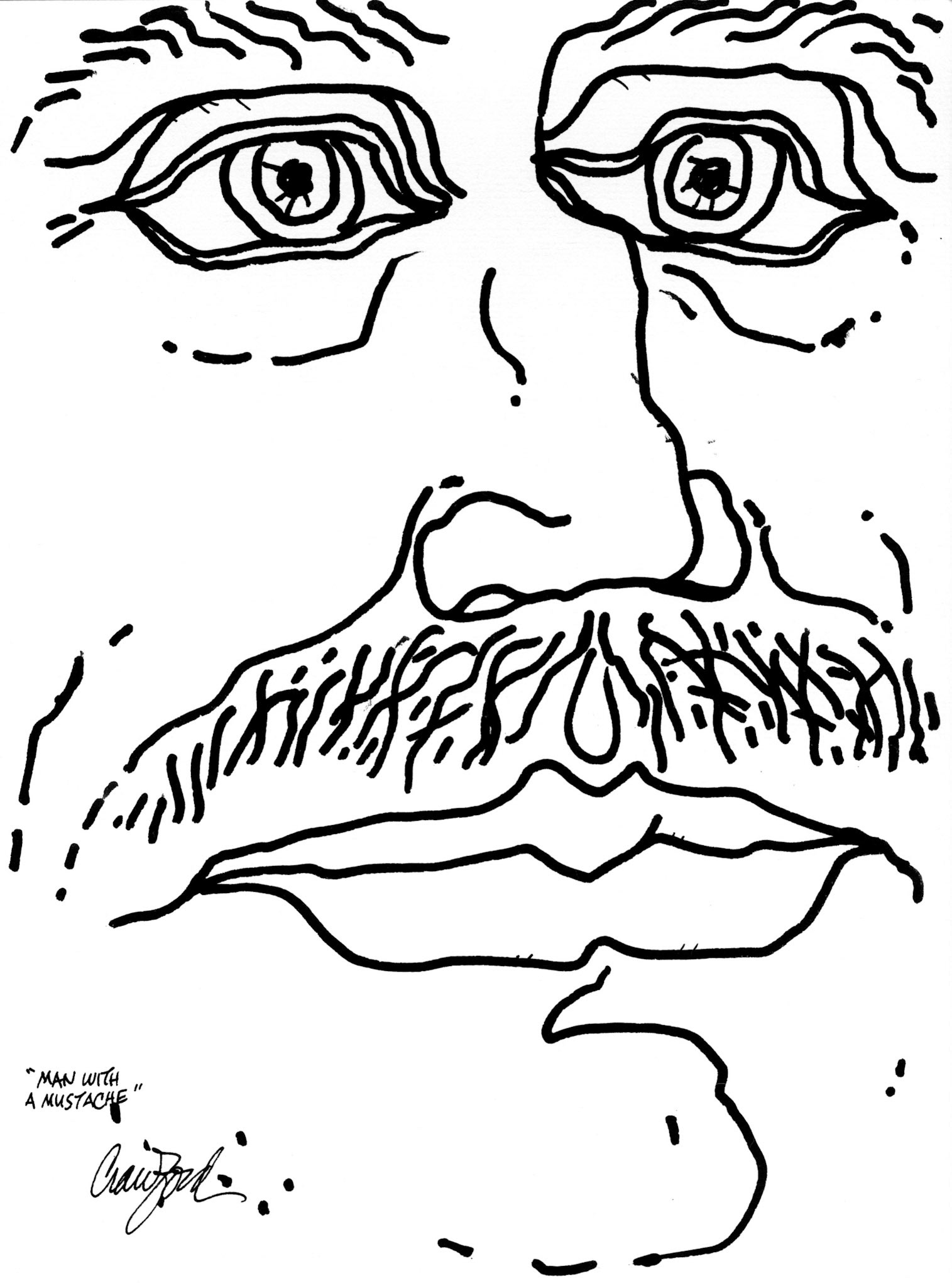 Man with a Mustache; Pen and ink drawing