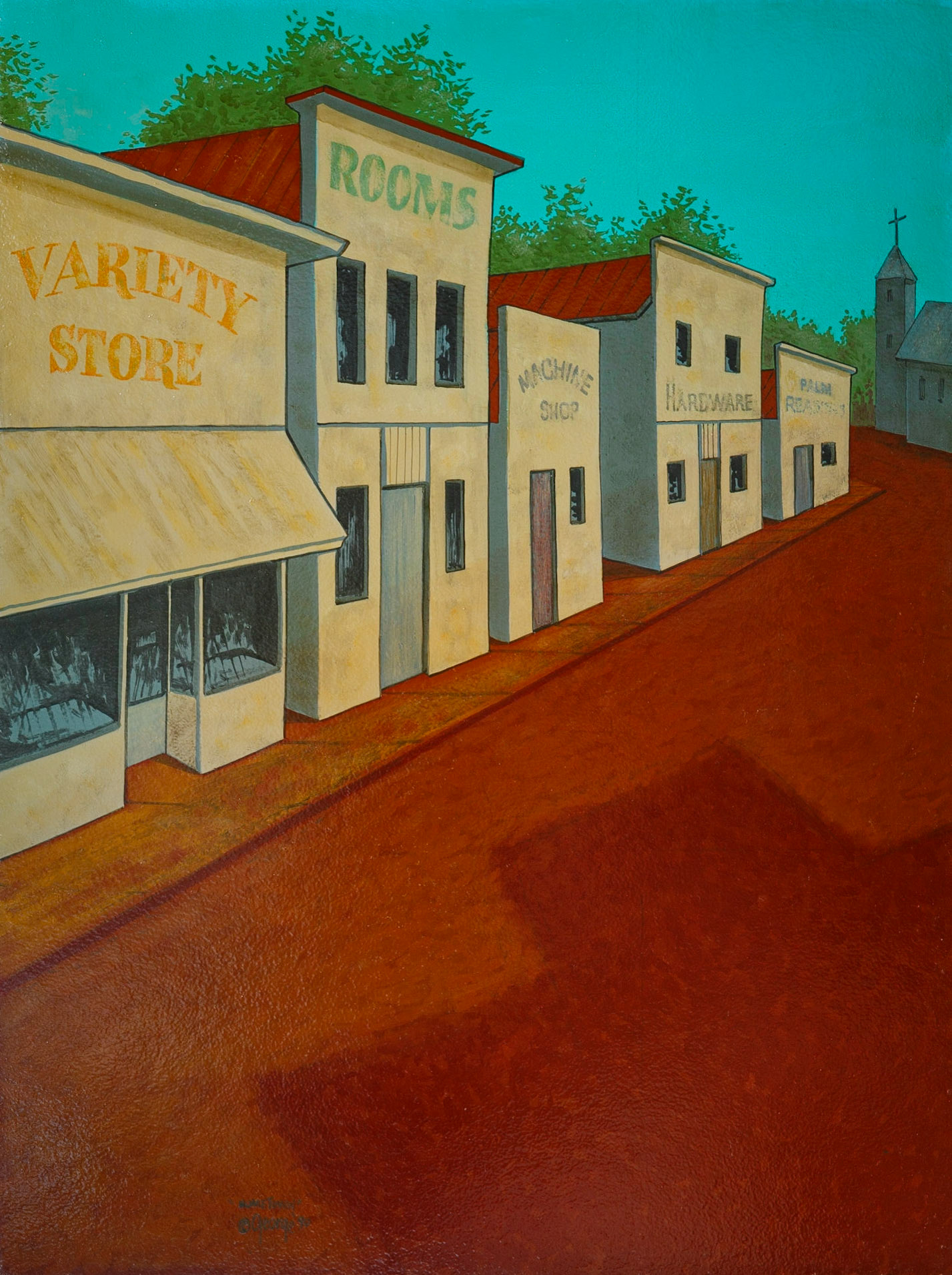 Hometown; Enamel on panel; 32 x 24 inches; © 1990