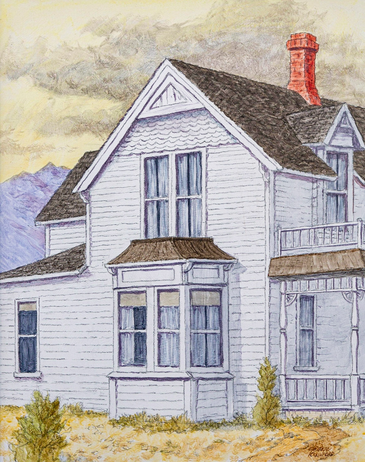 White House with Dormer; Acrylic on Canvas; 20 x 16 inches; © 2020