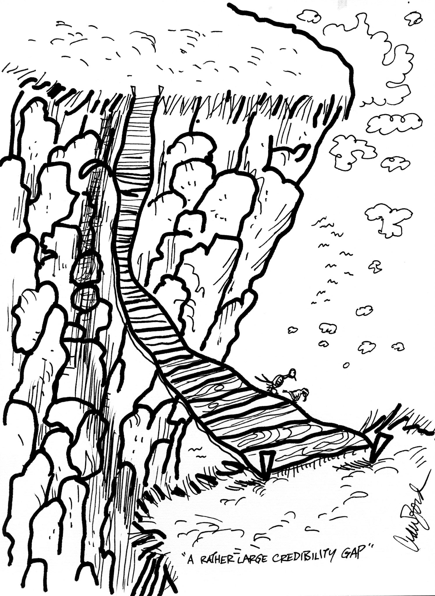 A Rather Large Credibility Gap; Pen and ink drawing