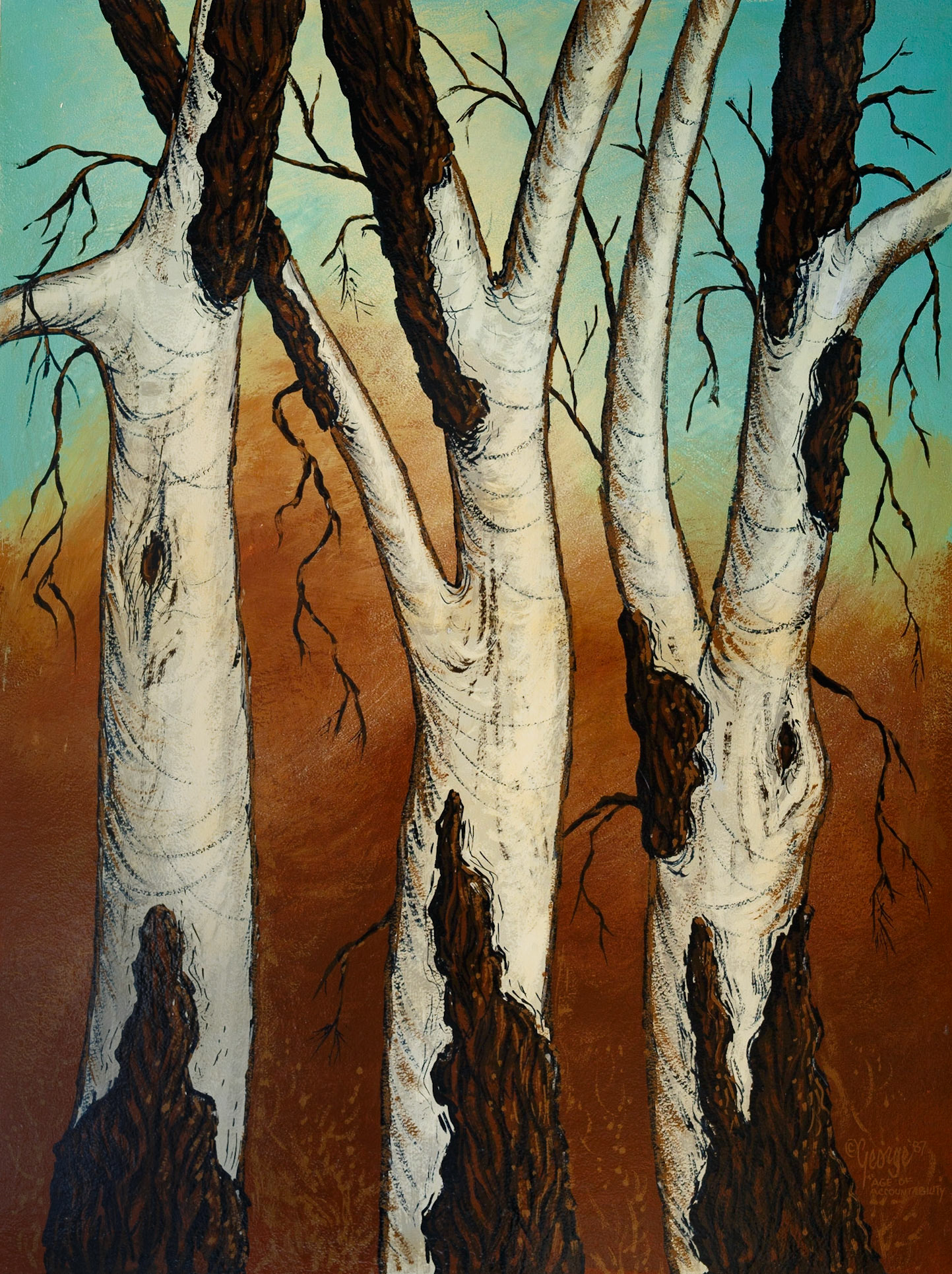 Age of Accountability; Enamel on panel; 32 x 24 inches; © 1987