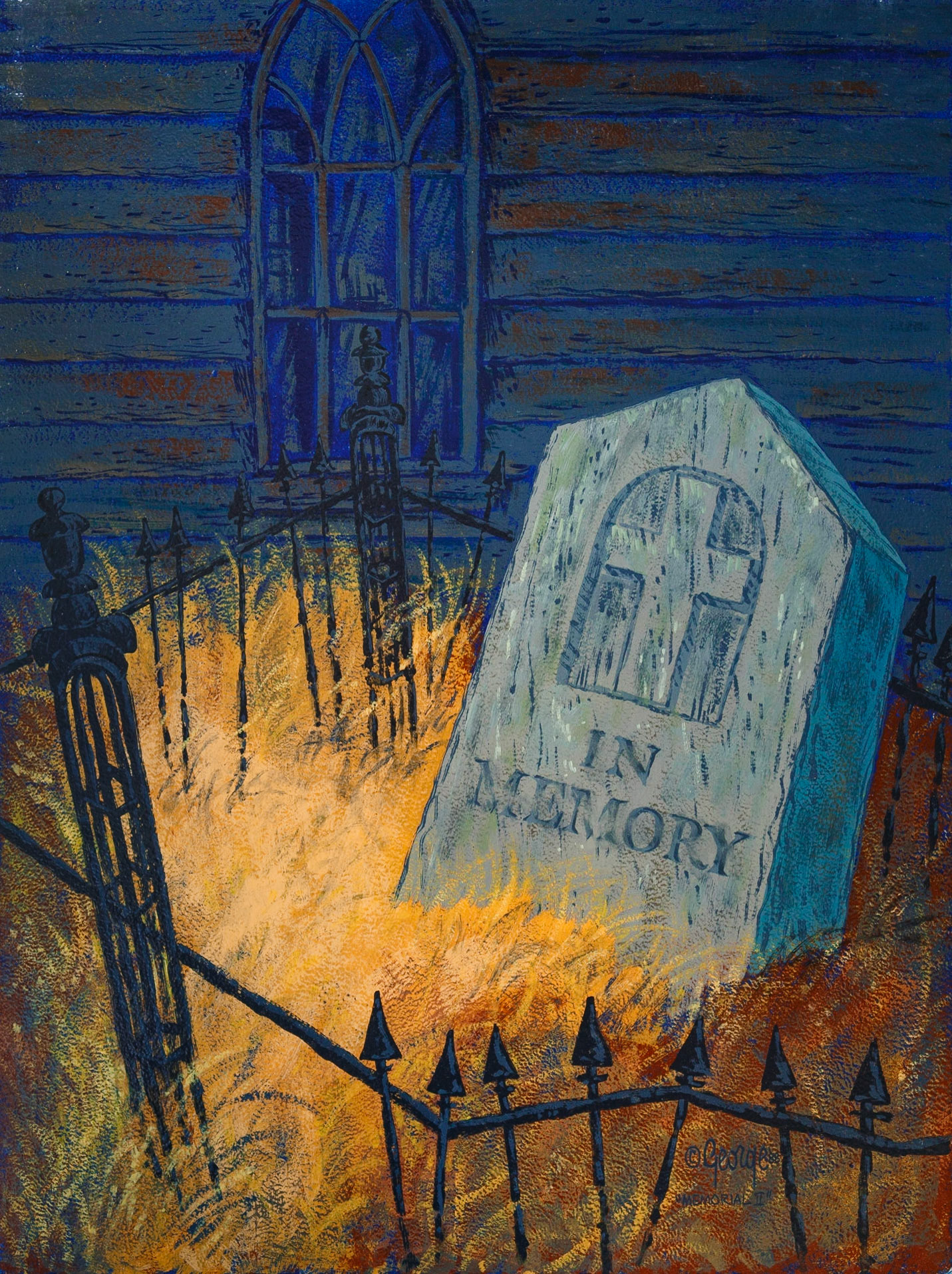 Memorial II; Enamel on panel; 32 x 24 inches; © 1988