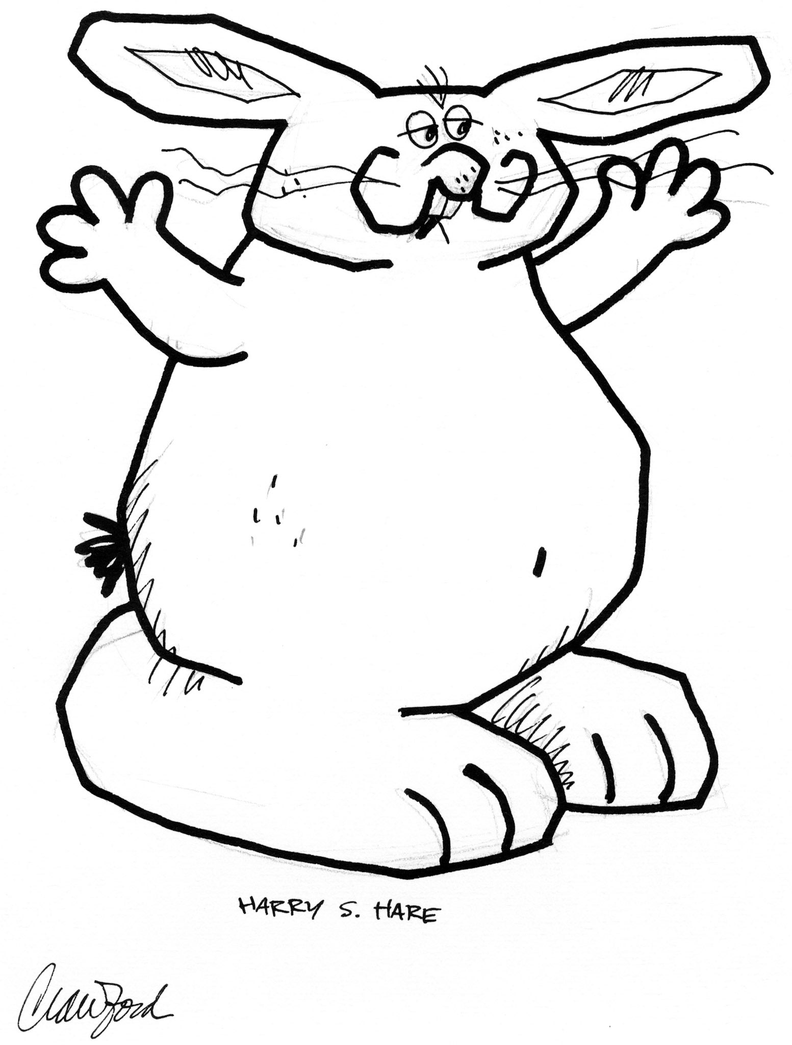 Harry S. Hare; Pen and ink drawing