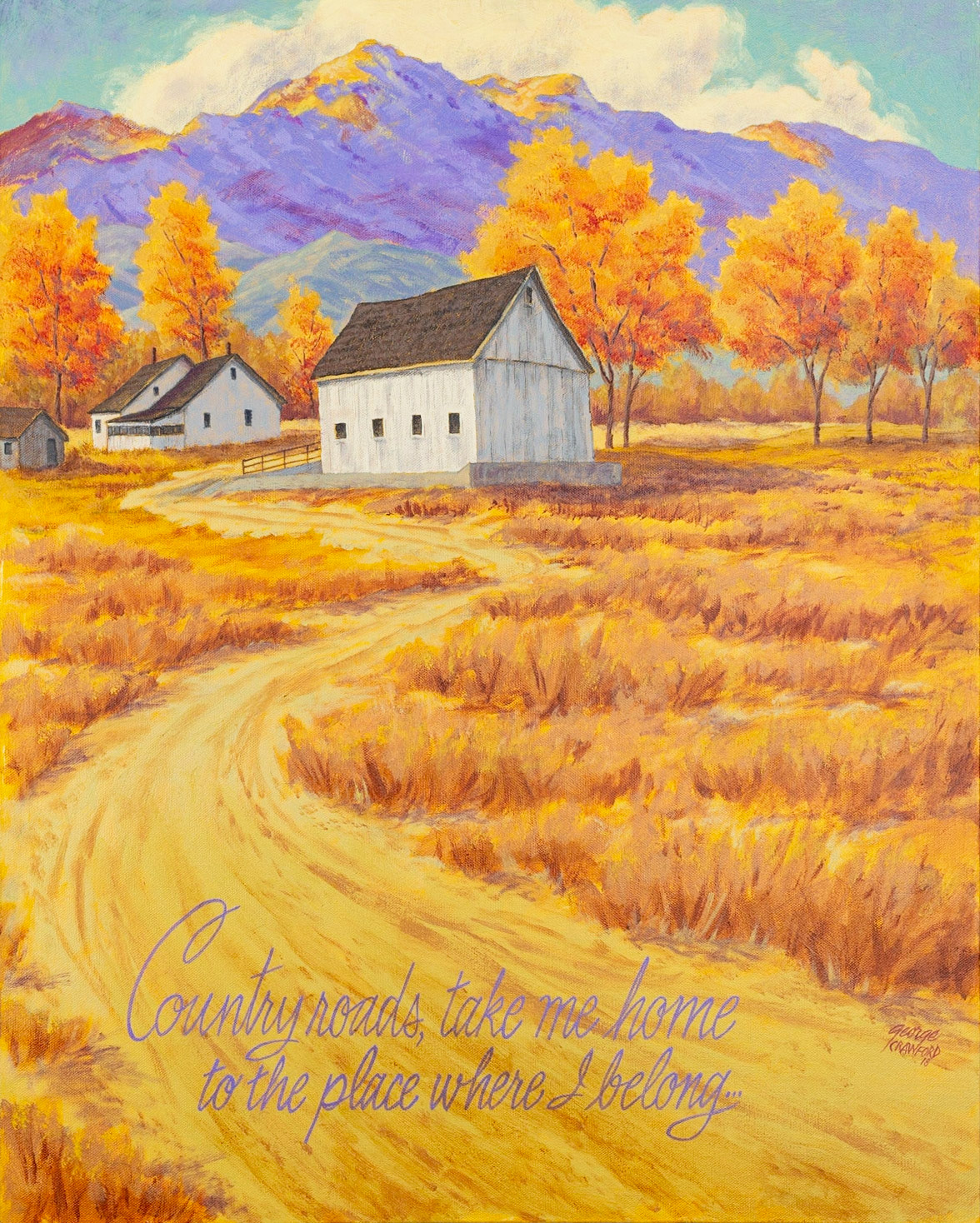 Country Roads; Acrylic on Canvas; 30  x 24  inches;  © 2018