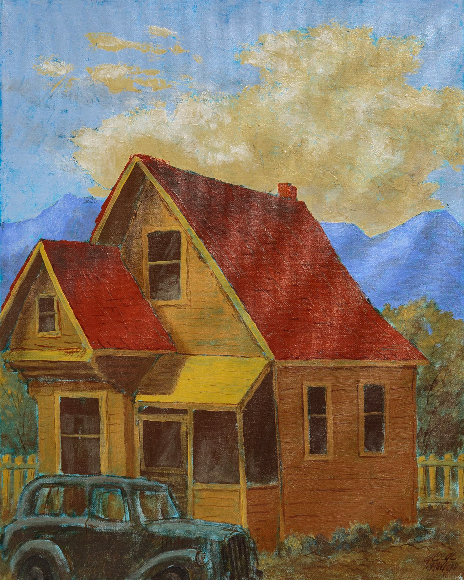 House with the Red Roof; Arcylic on Canvas; 20 x 16 inches; © 2018