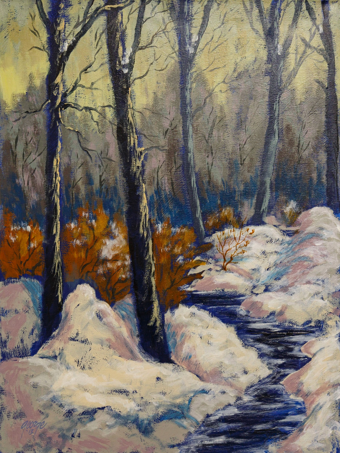 Winter Reflections; Acrylic on canvas; 24 x 18 inches; © 2013