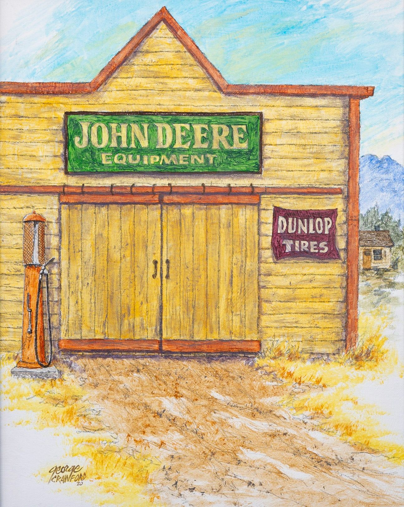 The John Deere Shop; Acrylic on Canvas; 20 x 16 inches; © 2020