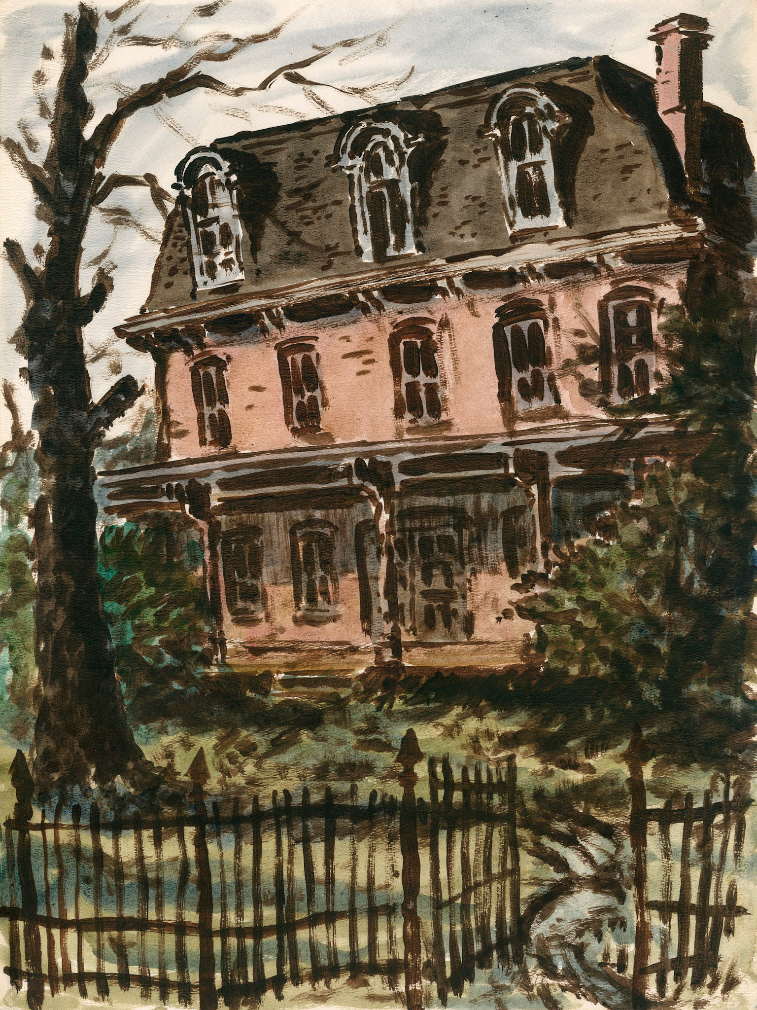 Untitled {Victorian Home}; Acrylic watercolor on paper; 24 x 18 inches; ©