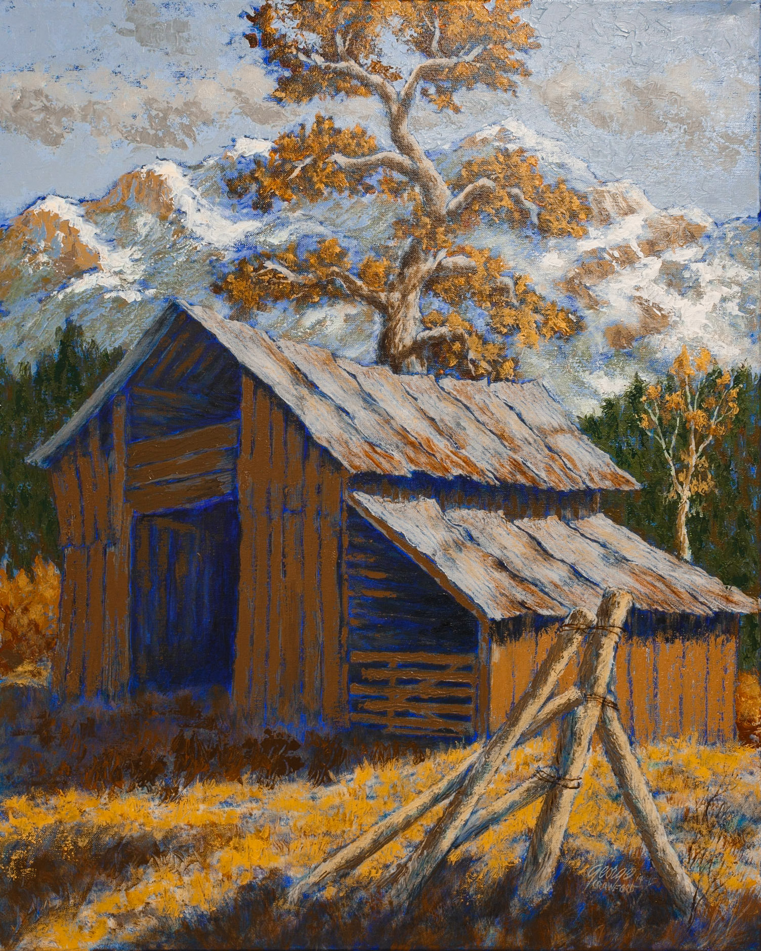 Jensen's Old Barn; Acrylic on canvas; 30 x 24 inches; © 2014