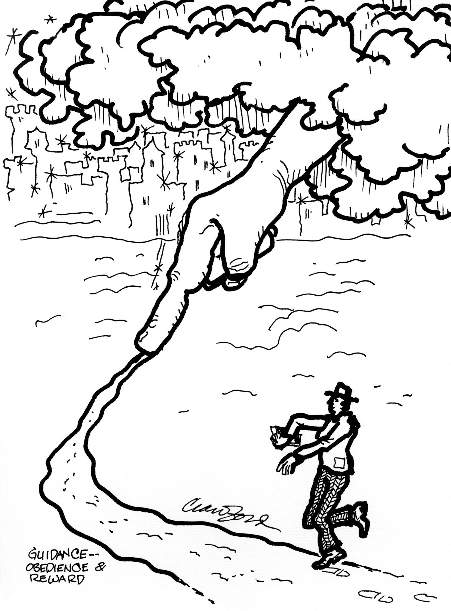 Guidance -- Obedience &amp; Reward; Pen and ink drawing