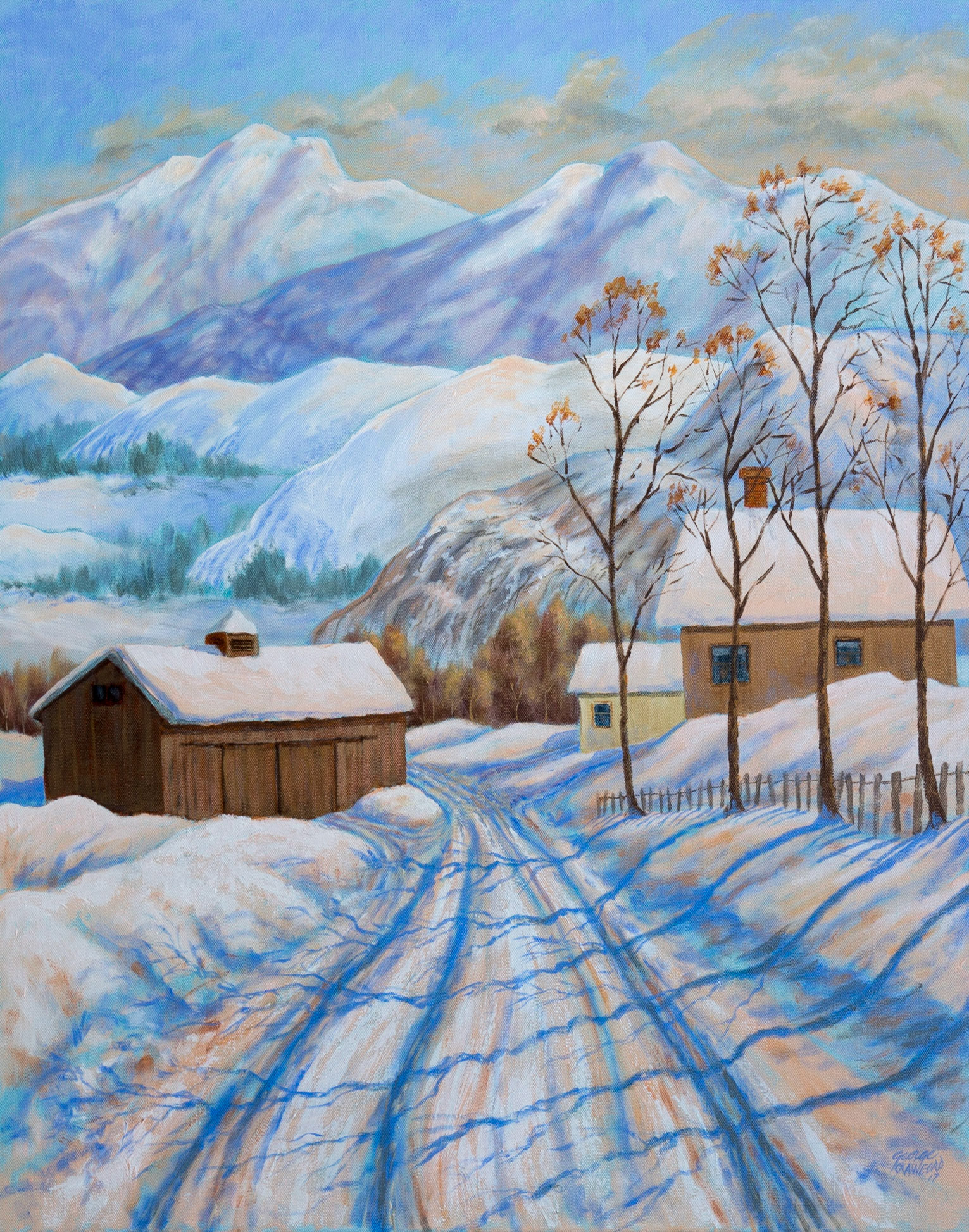 Snow Shadows; Acrylic on canvas; 30  x 24  inches; © 2017