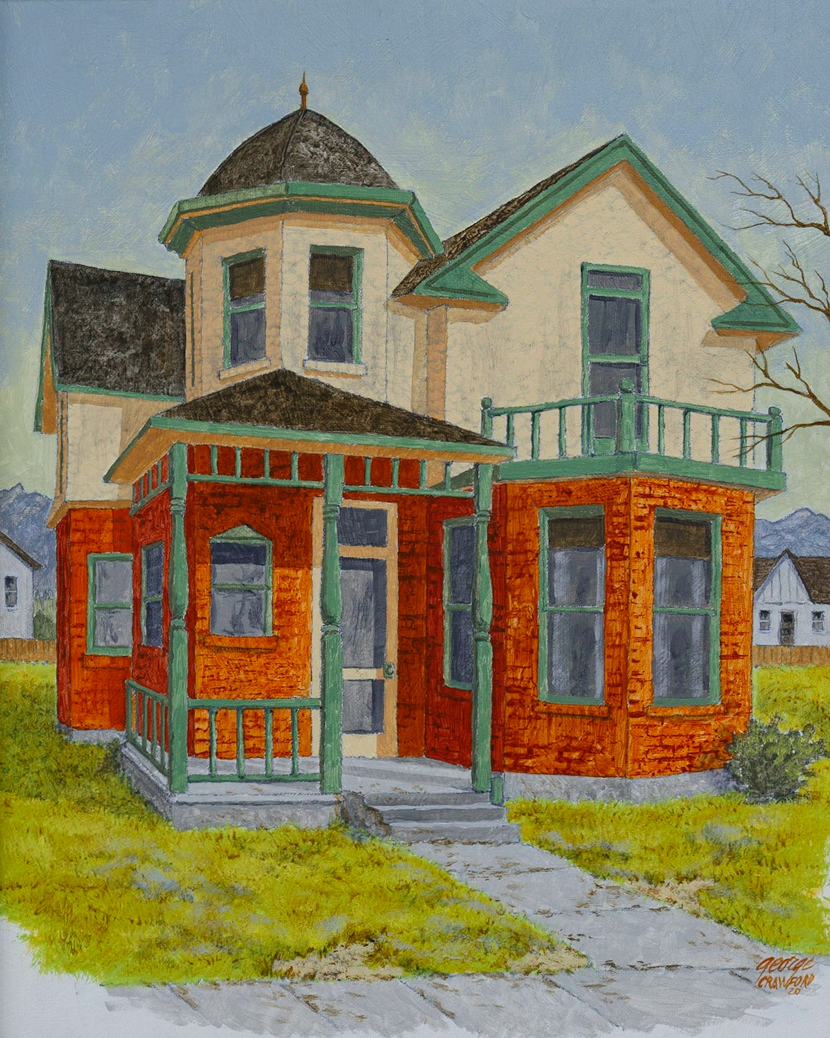 Untitled {Red Brick 1st Floor House}; Acrylic on canvas; © 2020