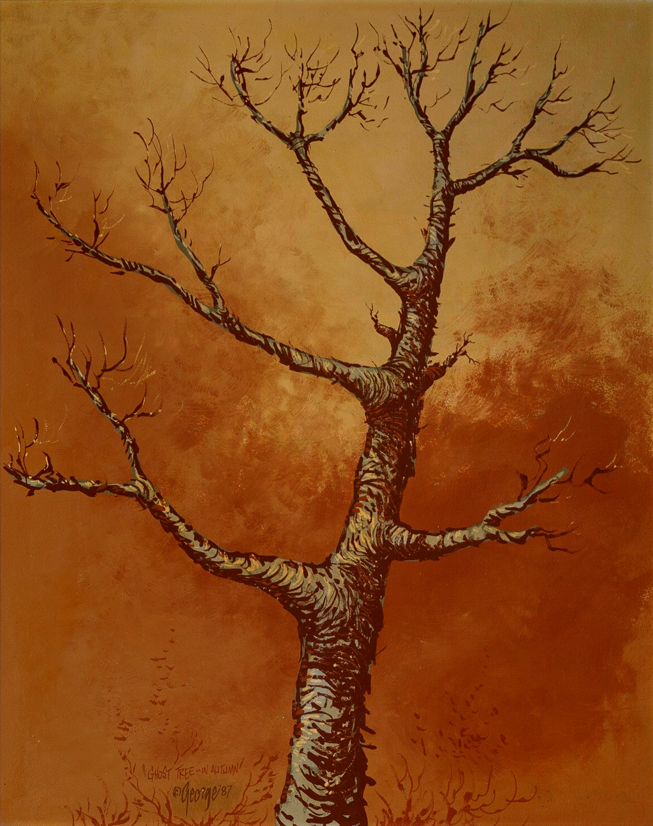 Ghost Tree in Autumn; enamel on panel; 30 x 24 inches; © 1987