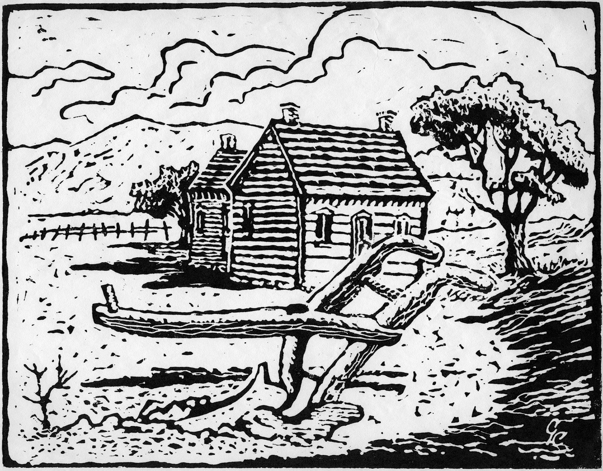 Untitled; Hand carded relief print