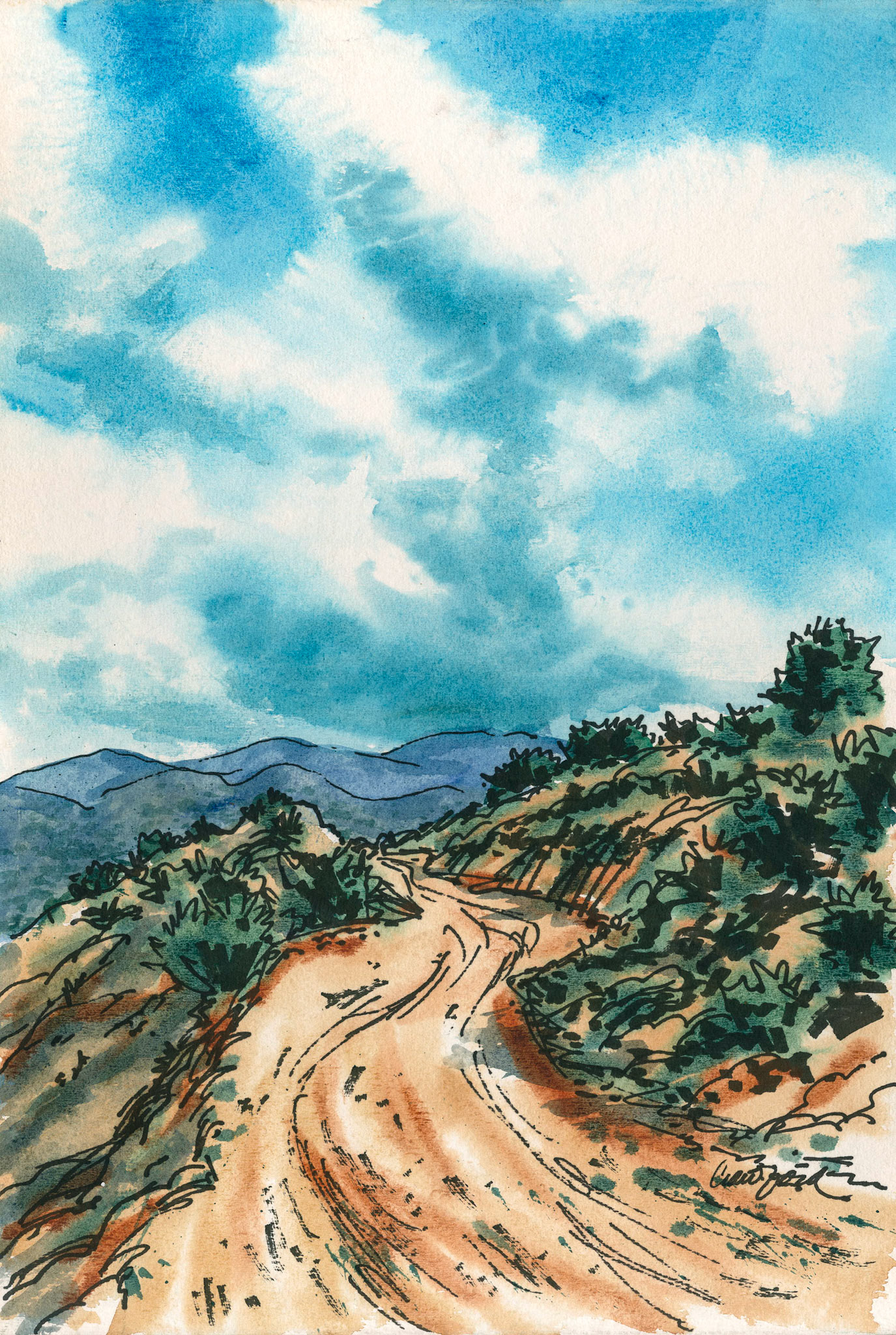 Untitled {Mountain Sky}; Acrylic watercolor on paper; 22 x 15 inches; ©