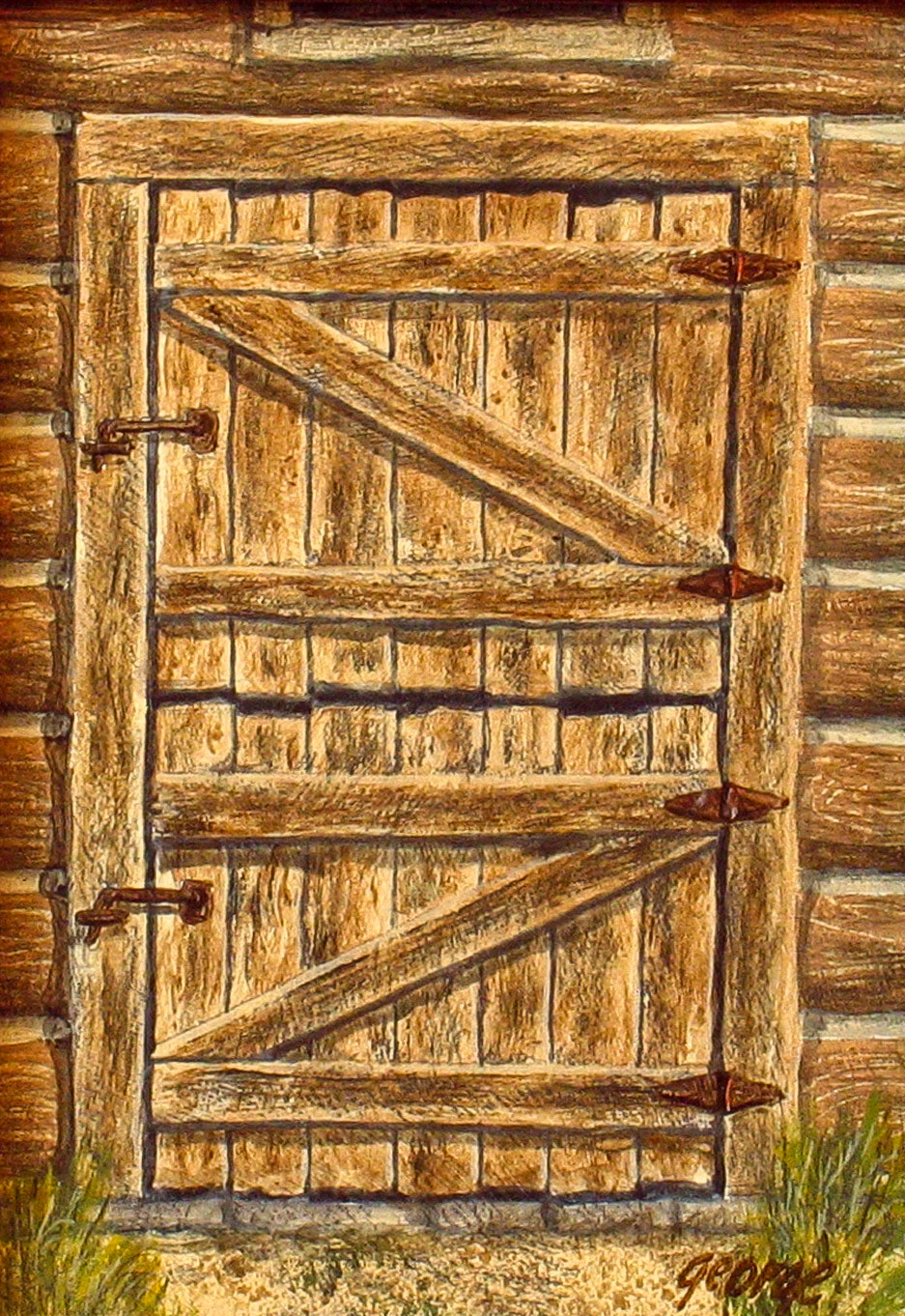 Barn Door #1; 7 x 5 inches; Acrylic on hardboard; © 2010