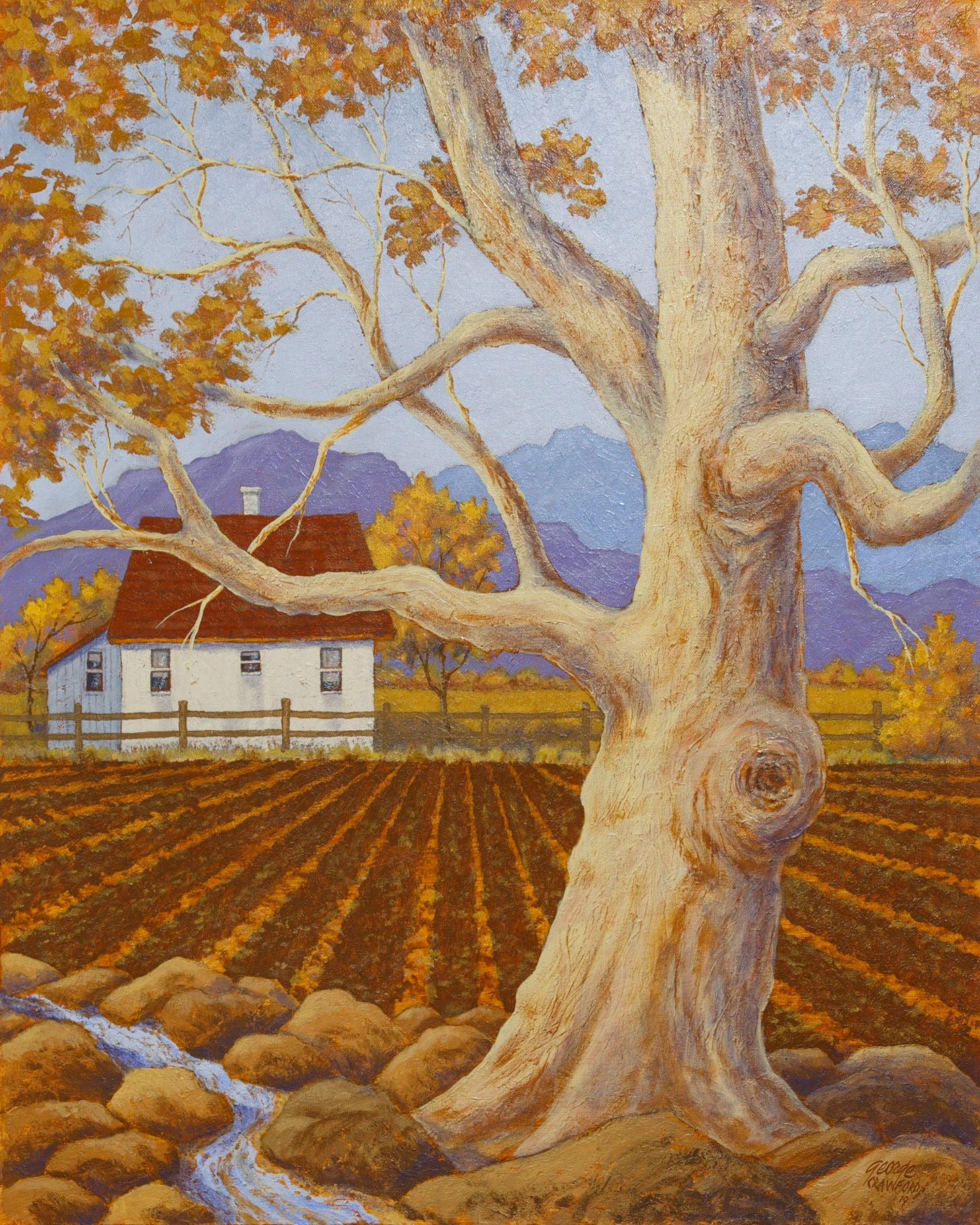 Autumn on the Jones Farm; Acrylic on canvas; 30 x 24 inches; ©2019