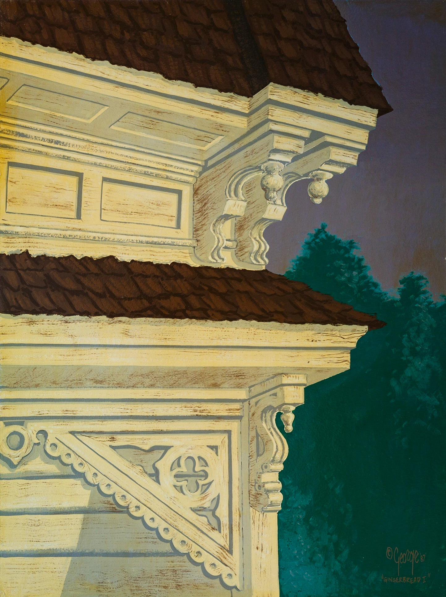 Gingerbread I; Enamel on panel; 32 x 24 inches; © 1987