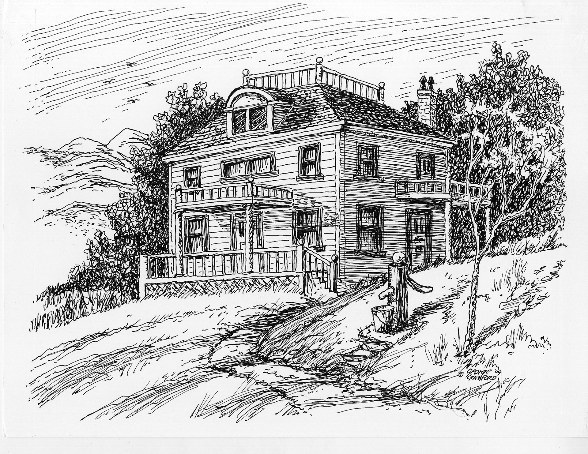 Widow's Walk; 8 x 10 inches; Pen & ink dra.wing; © 2009