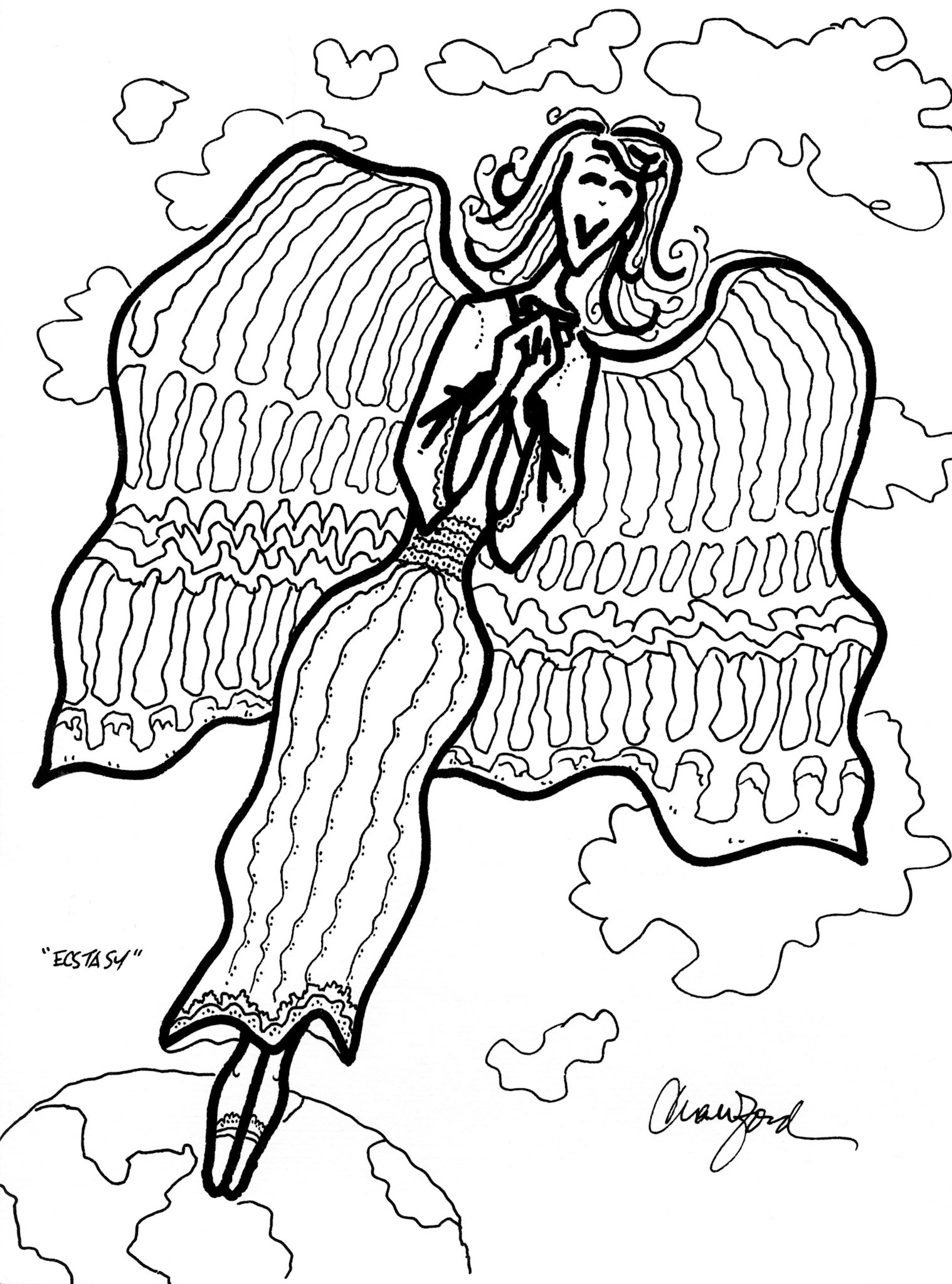 Ecstasy; Pen and ink drawing