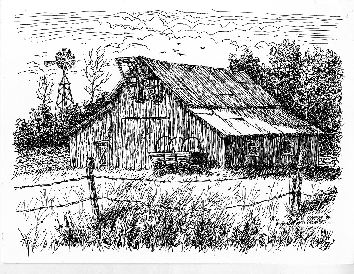 George J. Crawford - Pen & Ink drawings