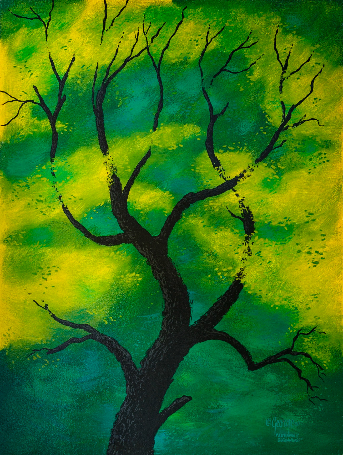 Autumn's Beginnings; Enamel on panel; 32 x 24 inches; © 1987