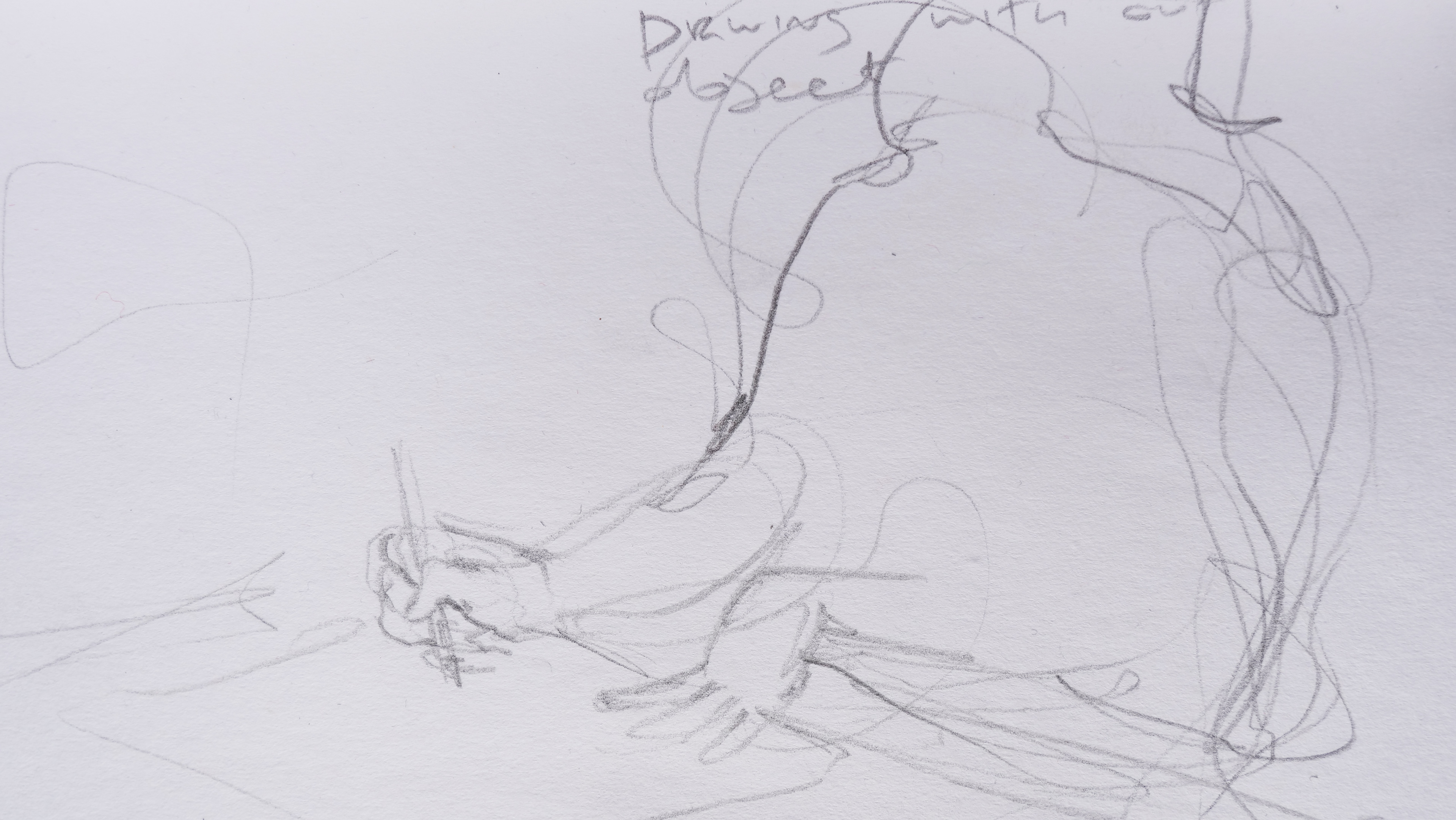 drawing of children drawing the Mochica and Nazca objects at Manchester Museum.