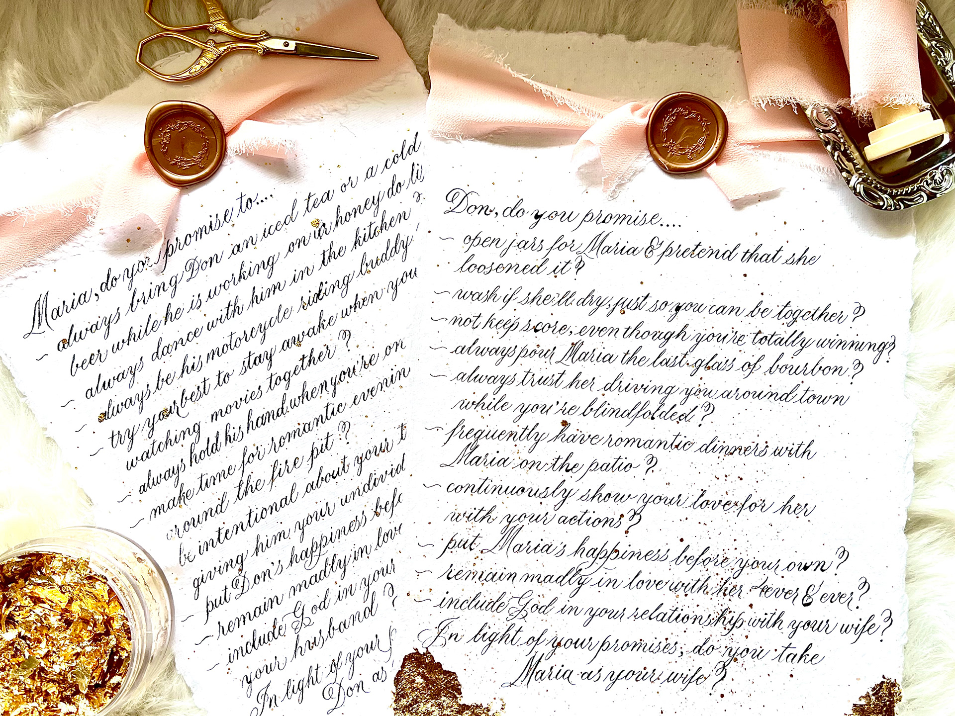 CUSTOM CALLIGRAPHY VOWS FRAMED ART